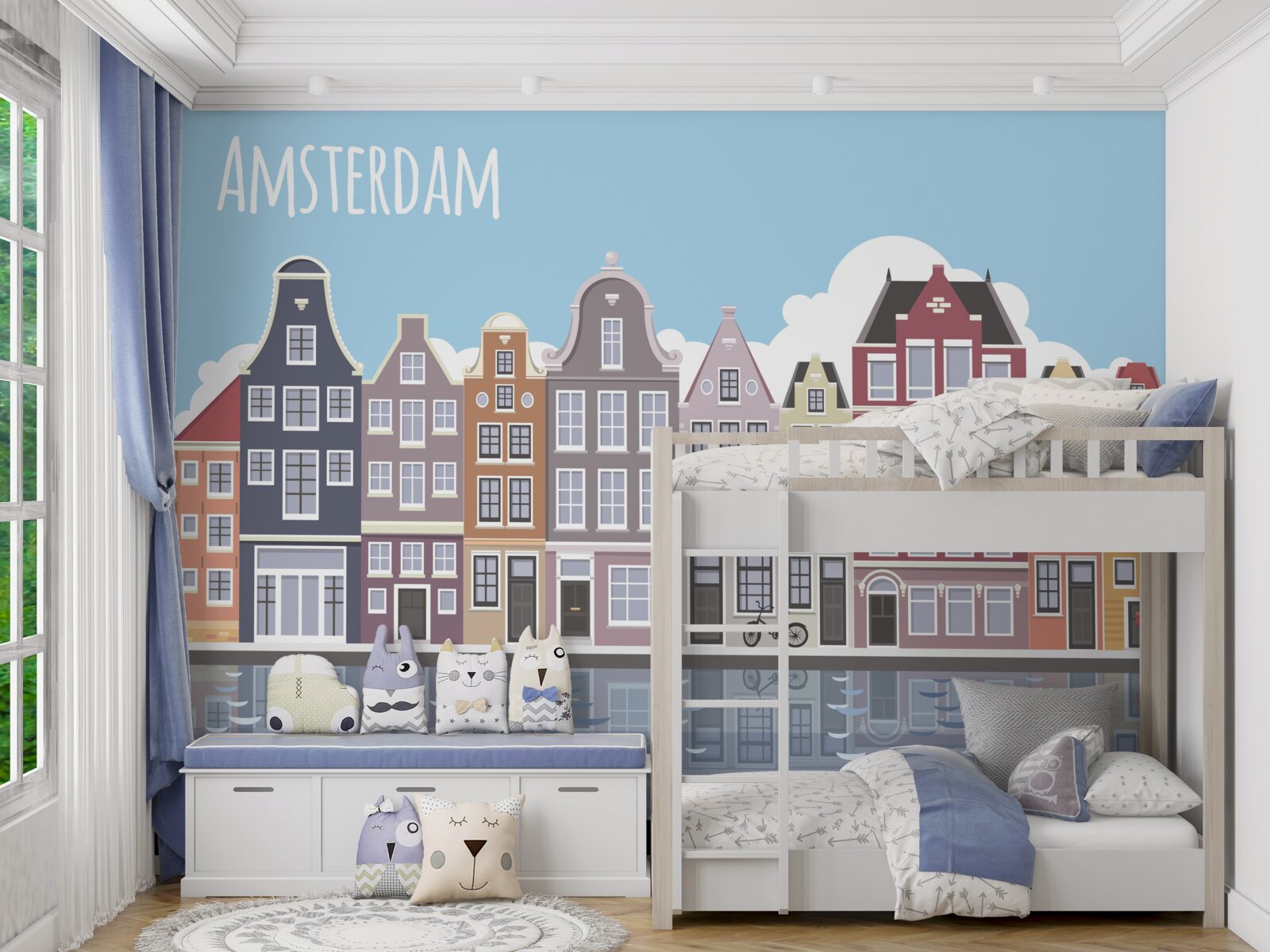Fototapeta odbicie amsterdamu w wodzie