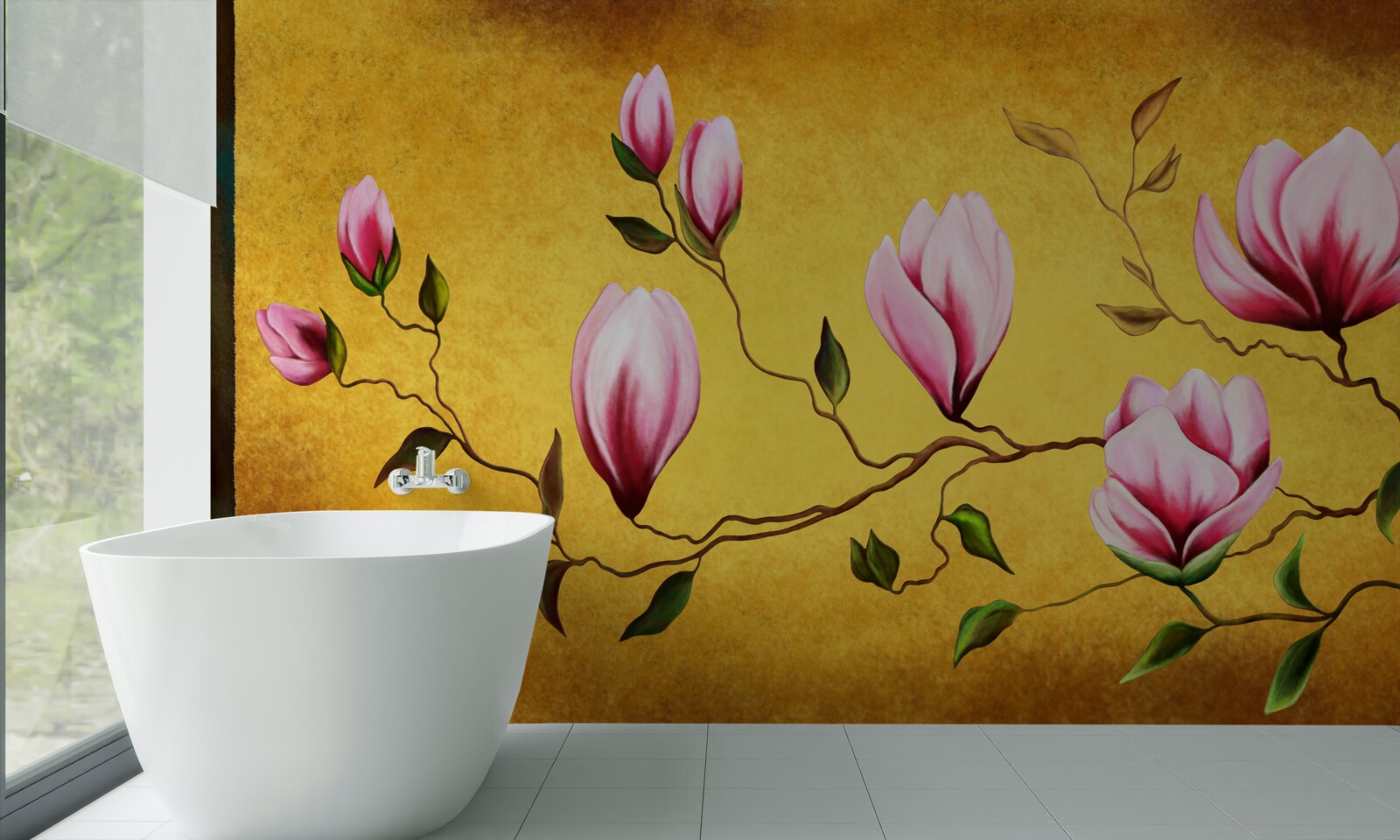 Fototapeta różowe magnolie z japonii
