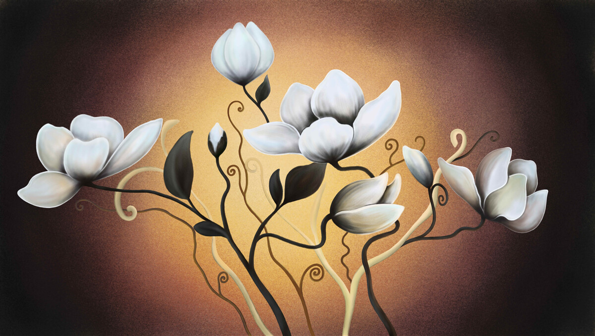Fototapeta magnolia bukiet białawych kwiatów