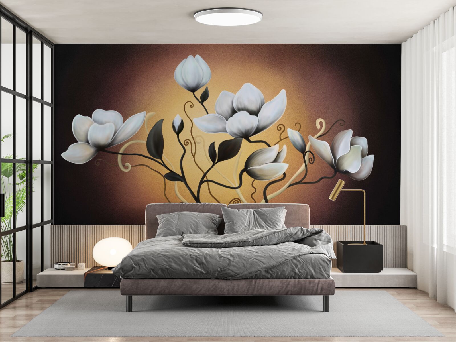 Fototapeta magnolia bukiet białawych kwiatów