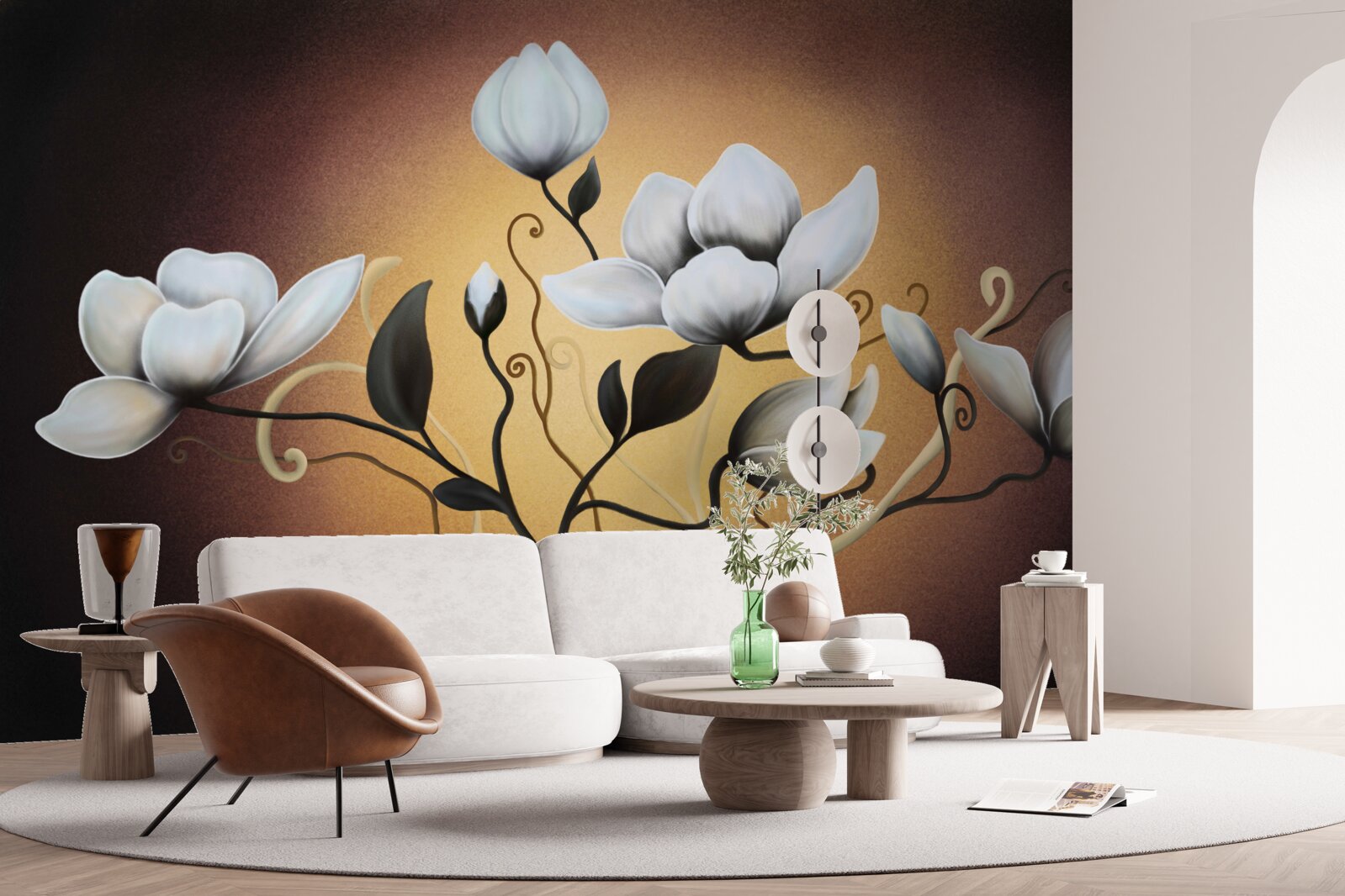 Fototapeta magnolia bukiet białawych kwiatów