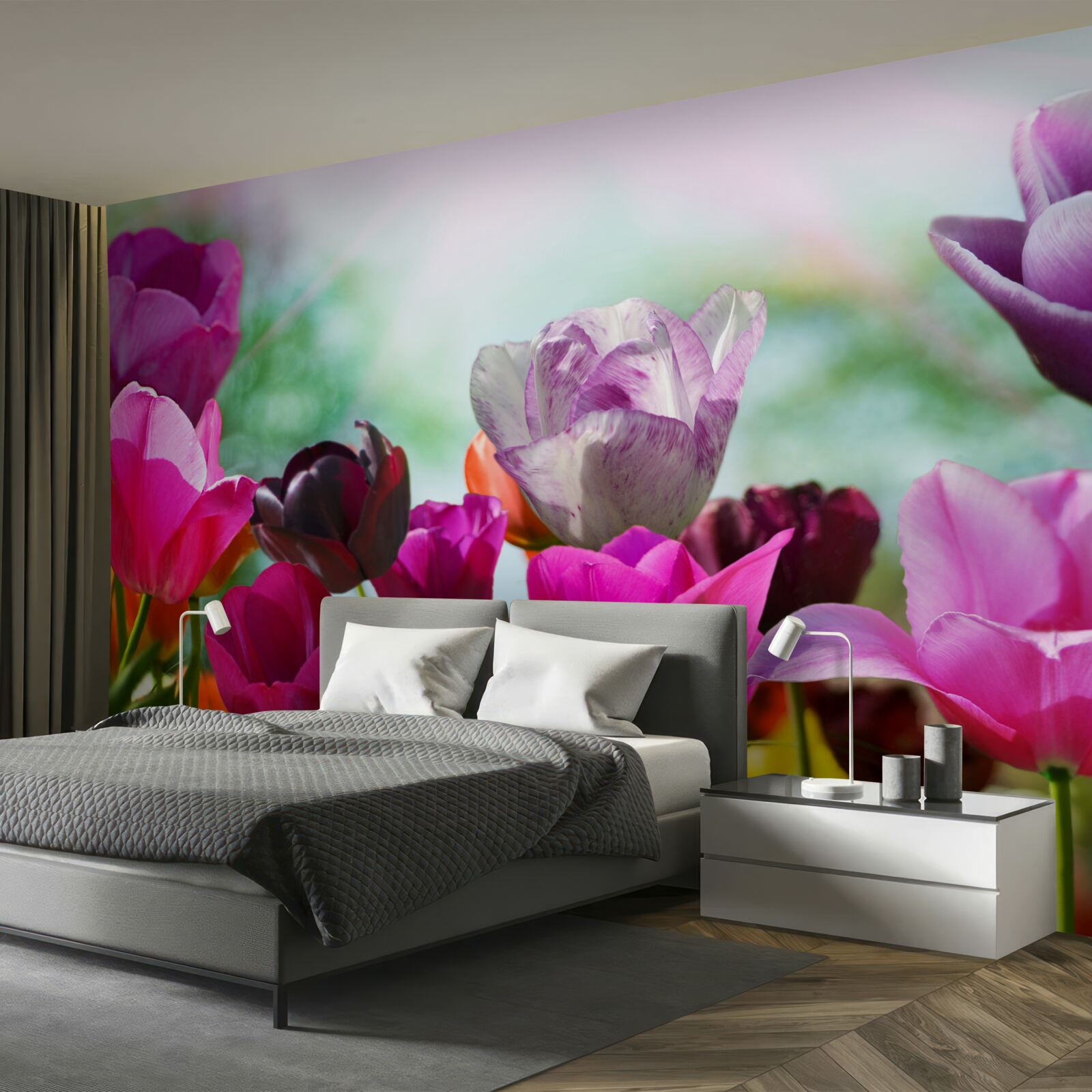 Fototapeta tulipany w różnych kolorach