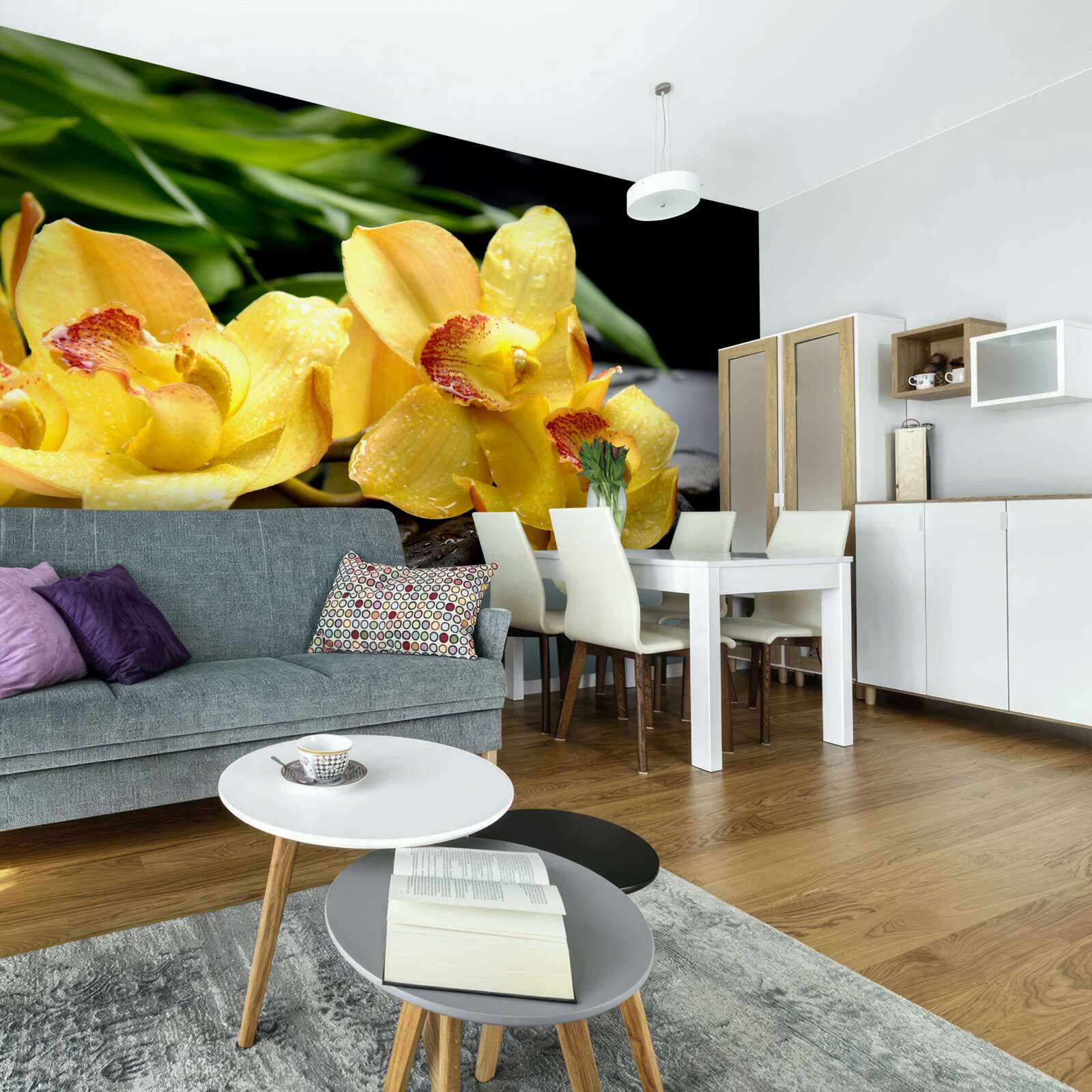 Fototapeta bukiet delikatnych żółtych orchidei