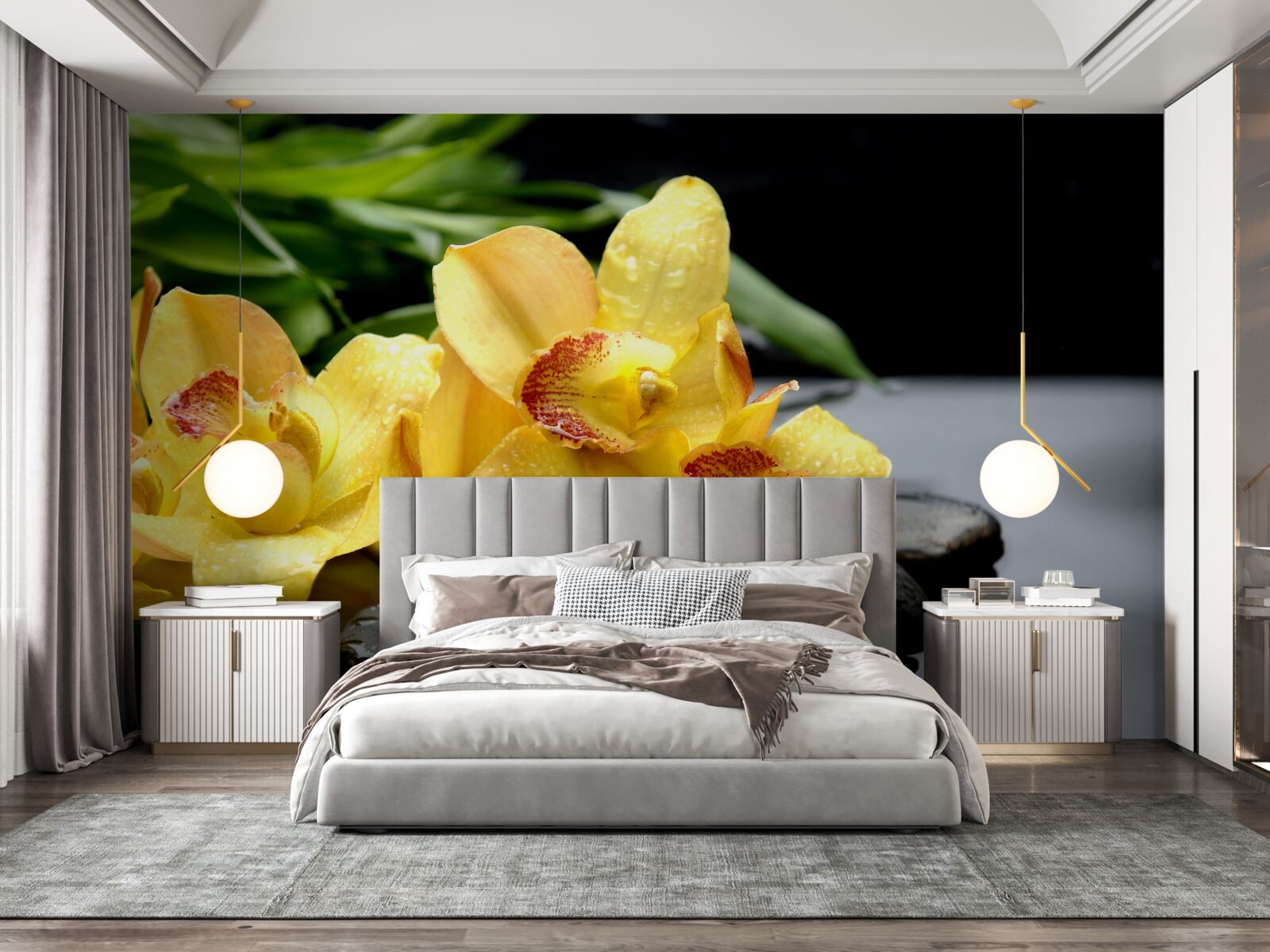Fototapeta bukiet delikatnych żółtych orchidei