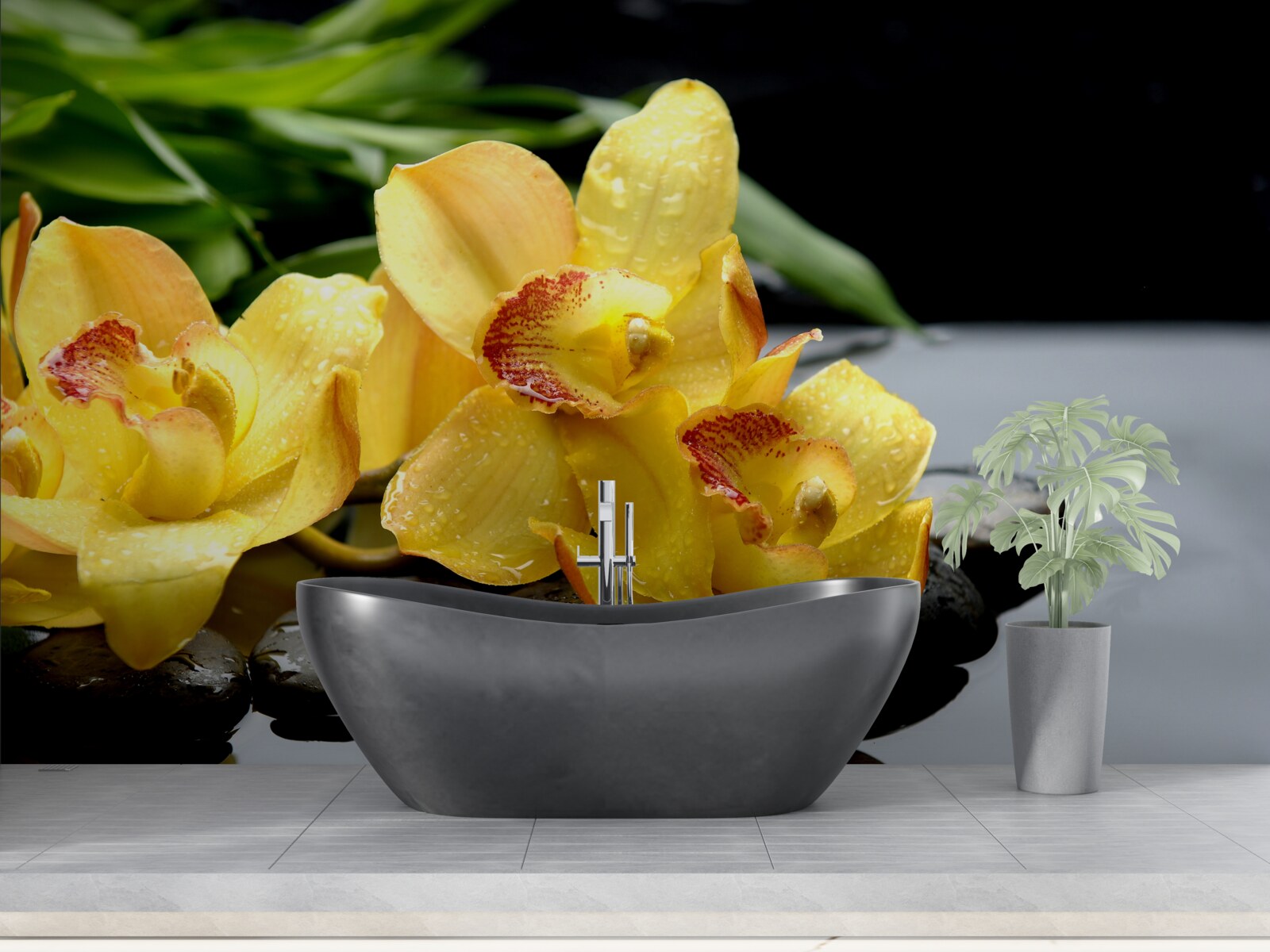 Fototapeta bukiet delikatnych żółtych orchidei