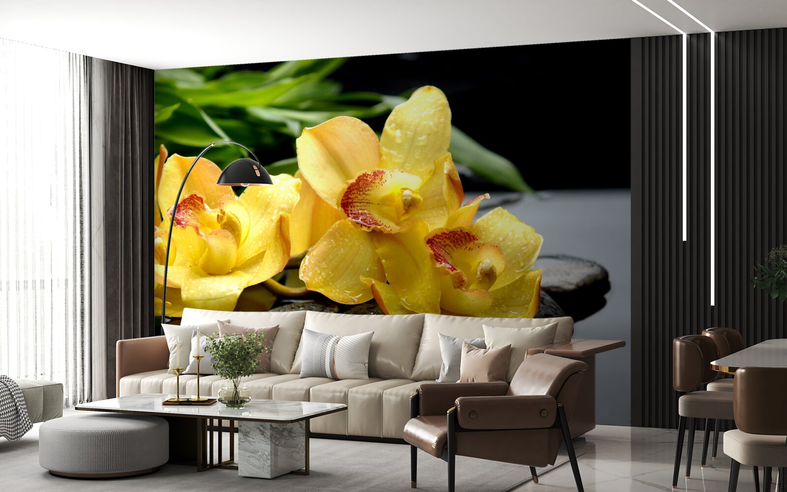 Fototapeta bukiet delikatnych żółtych orchidei