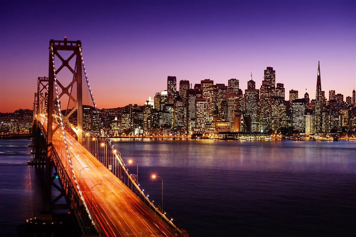Fototapeta nocne światła mostu san francisco