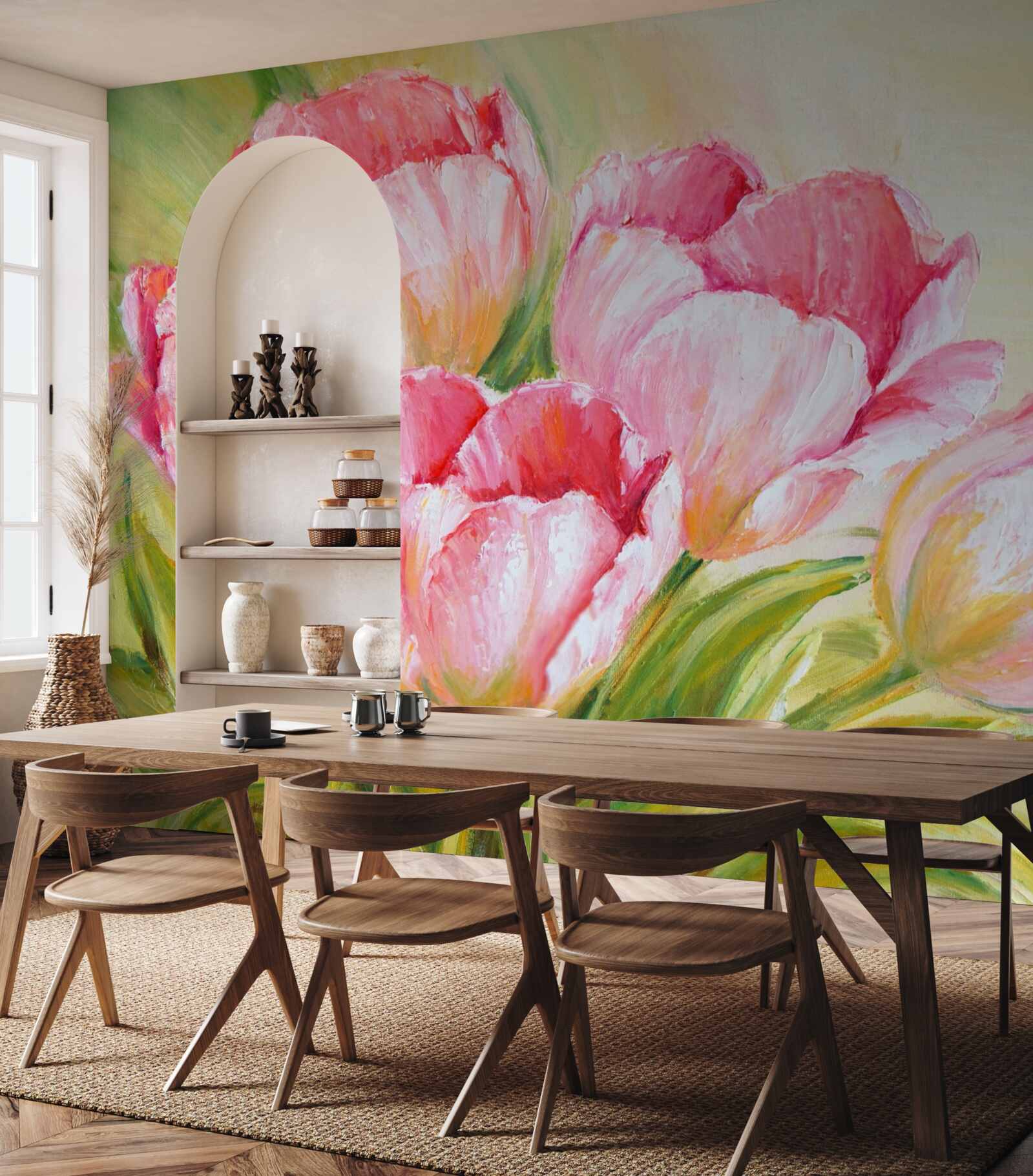 Fototapeta tulipany przedstawione w kolorze różowym