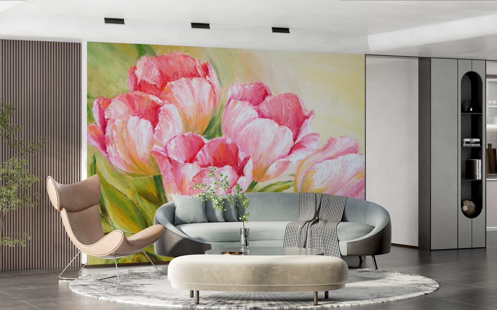 Fototapeta tulipany przedstawione w kolorze różowym