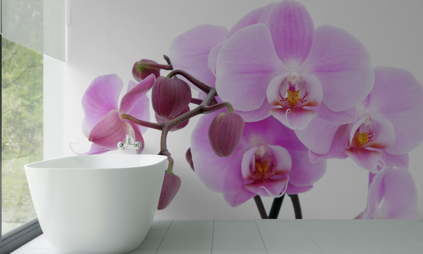 Fototapeta orchidea w odcieniach fioletu z pąkami kwiatowymi