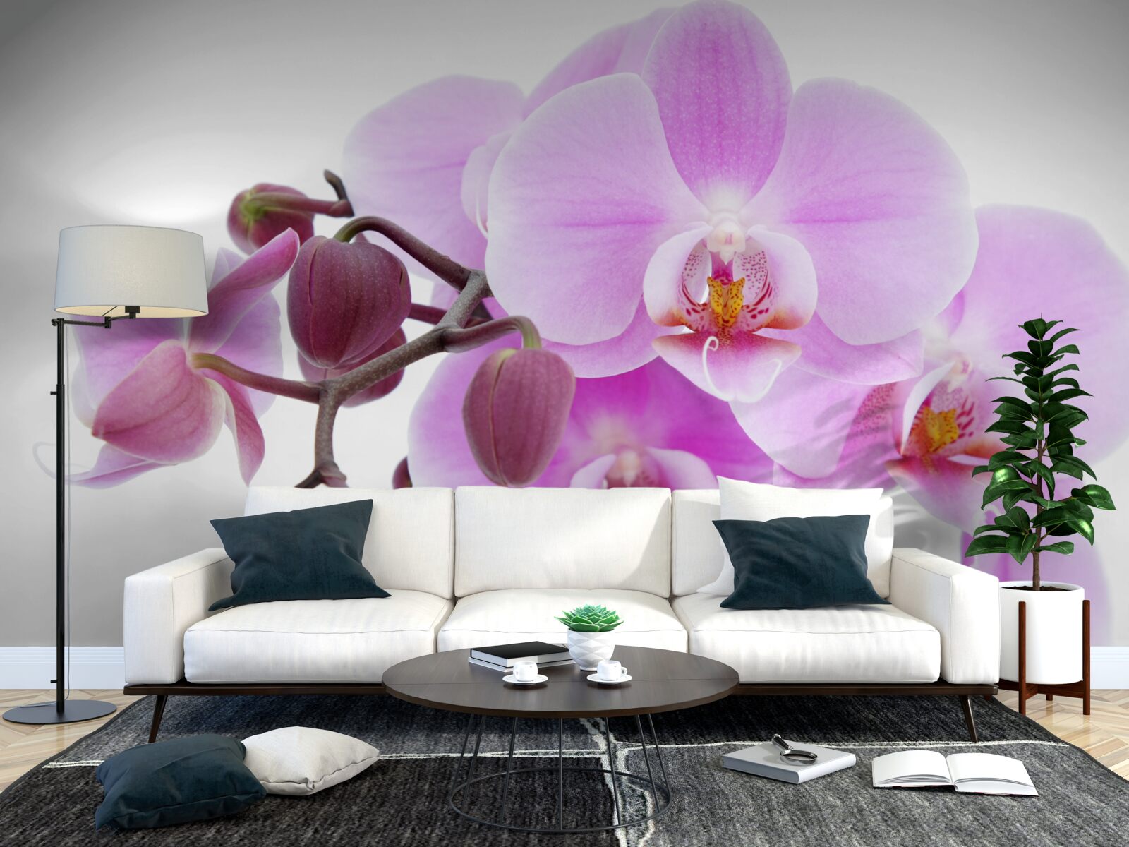 Fototapeta orchidea w odcieniach fioletu z pąkami kwiatowymi