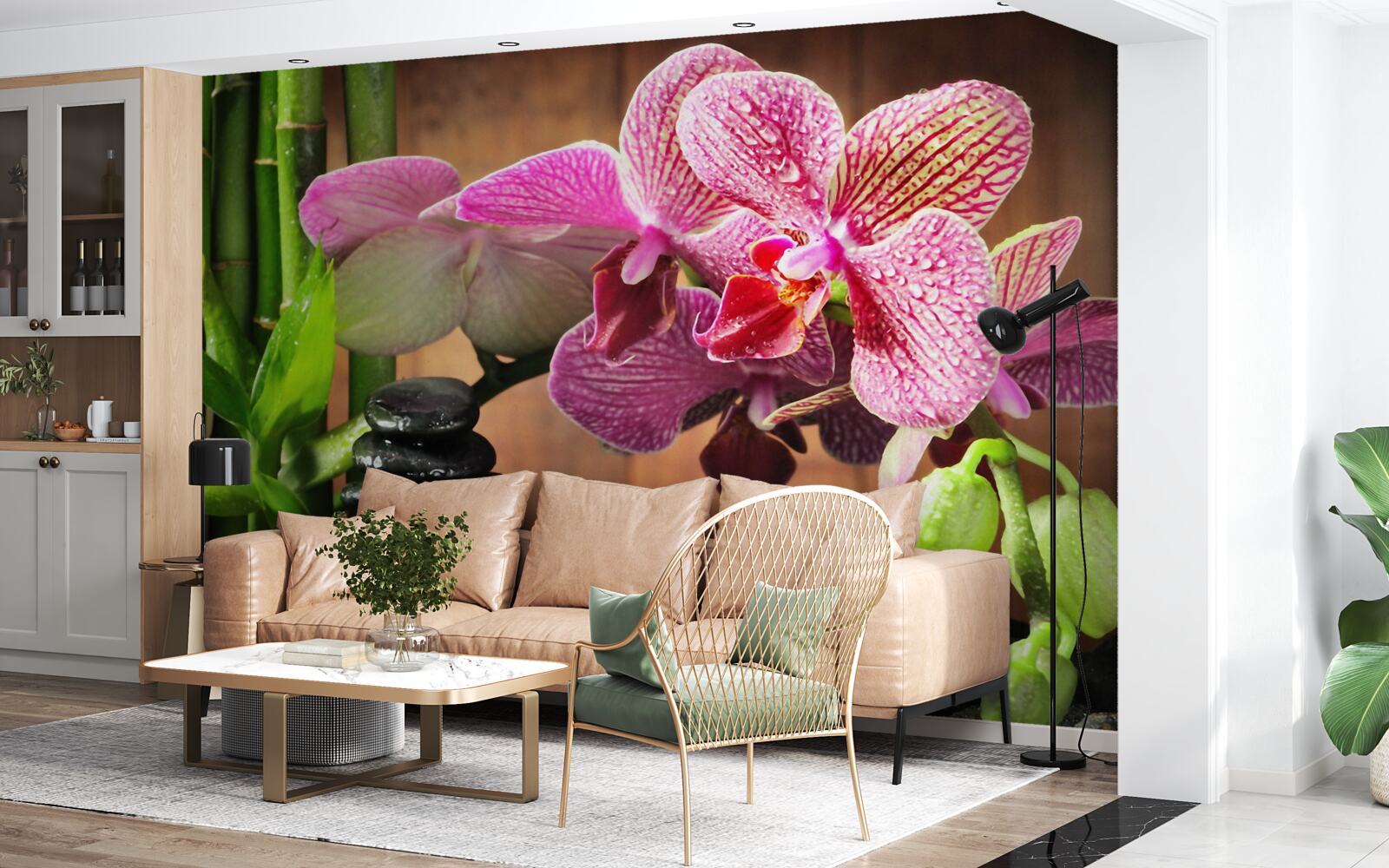 Fototapeta karmazynowa orchidea wśród kamieni
