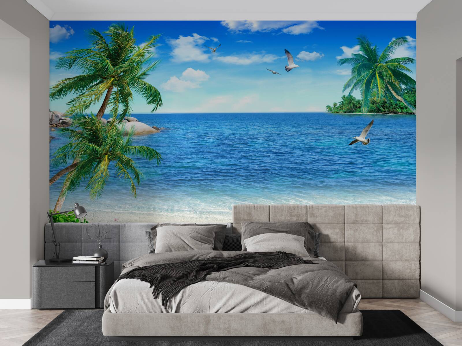 Fototapeta linia brzegowa palm w regionie tropikalnym