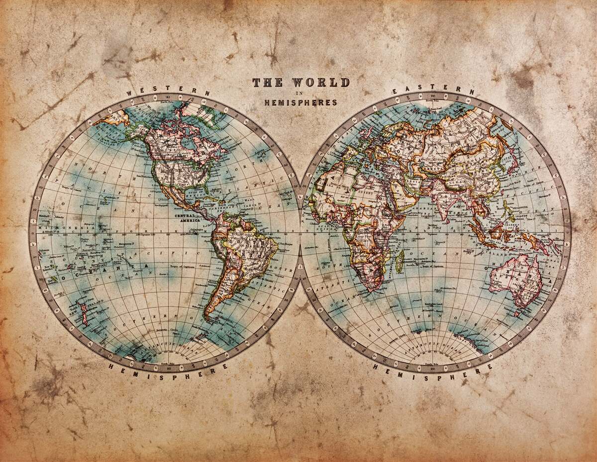 Fototapeta dwupółkulowy starożytny atlas geograficzny