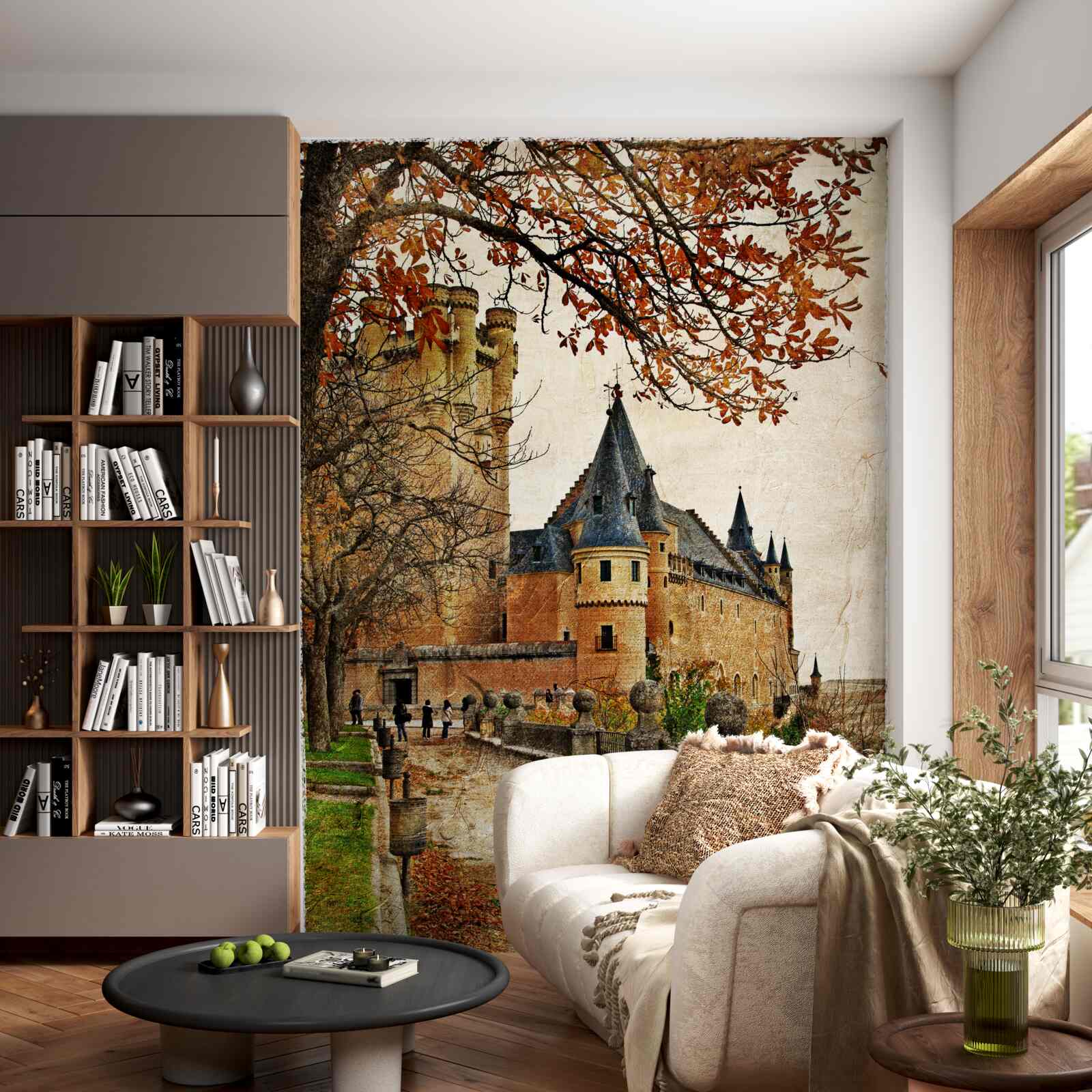 Fototapeta Ścieżka do starożytnego zamku jesienią