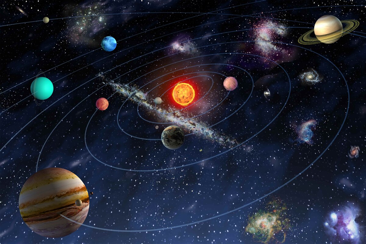 Fototapeta schemat planetarny w przestrzeni kosmicznej