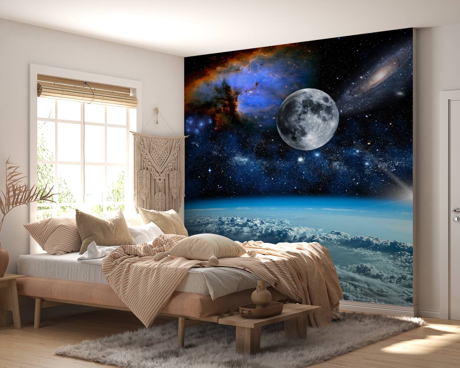 Fototapeta księżyc i wszechświat są ponad chmurami
