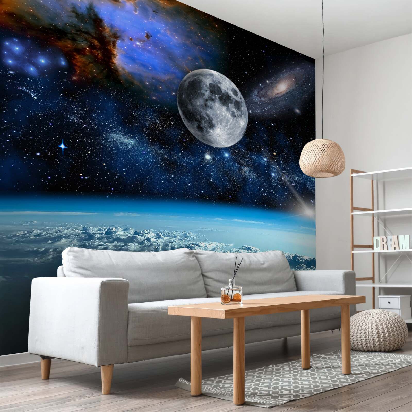 Fototapeta księżyc i wszechświat są ponad chmurami