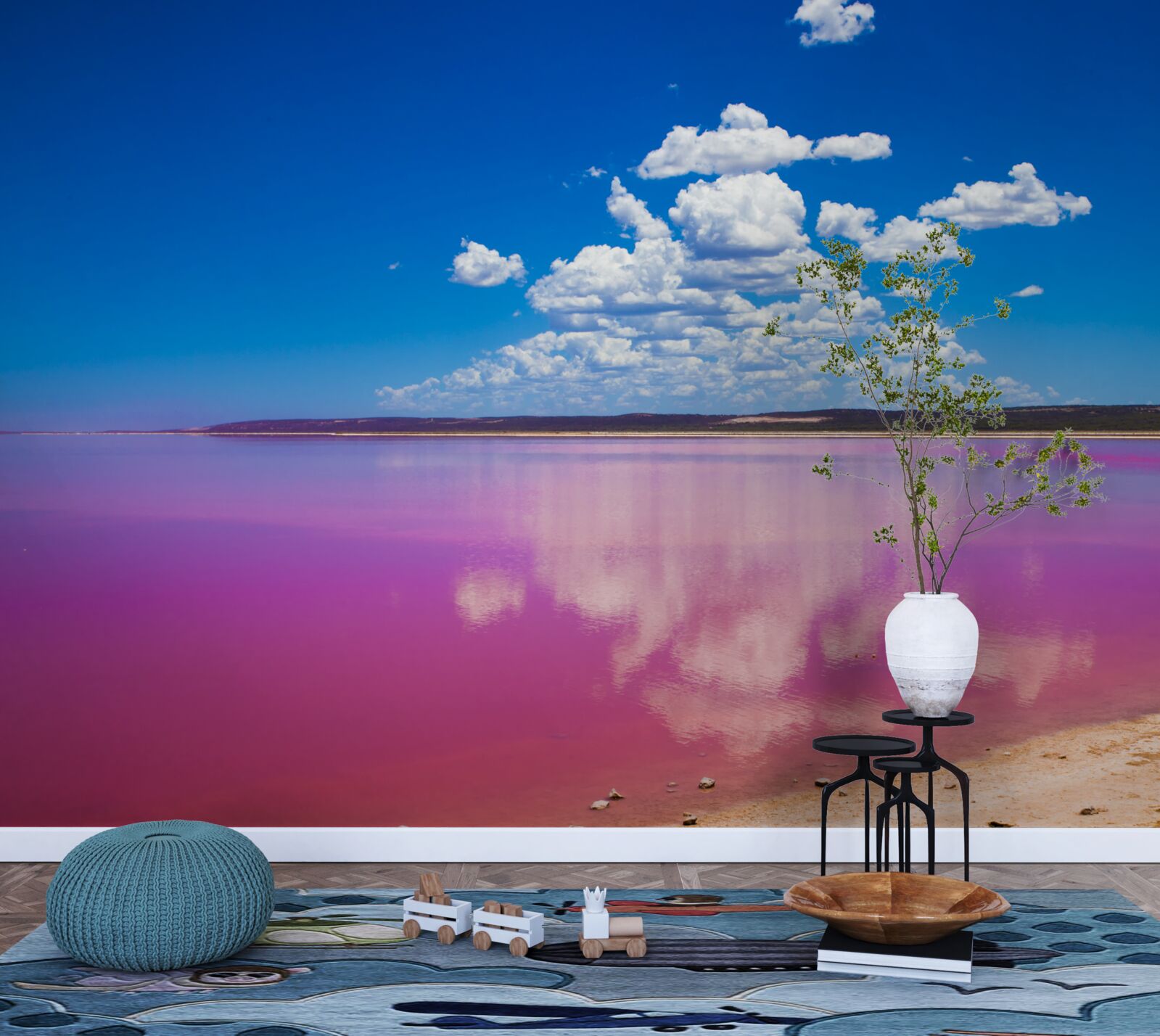 Fototapeta laguna hutt z różowymi wodami