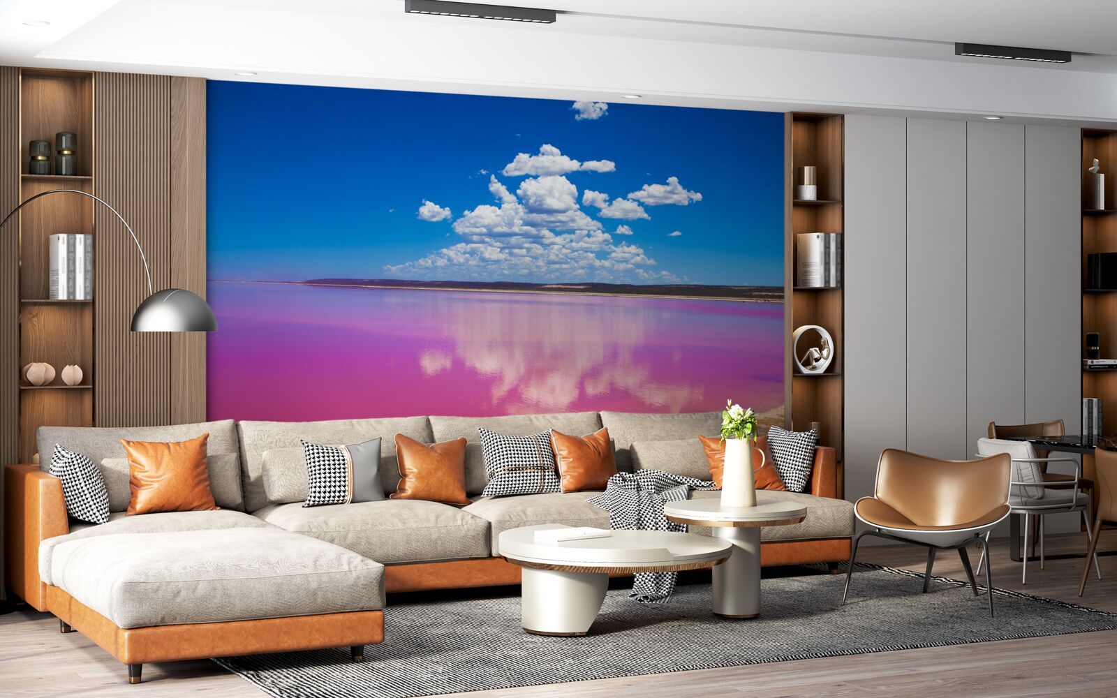 Fototapeta laguna hutt z różowymi wodami