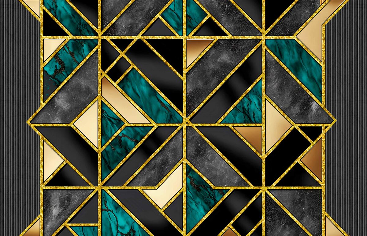 Fototapeta tło w geometrycznym stylu w szaro-turkusowym odcieniu