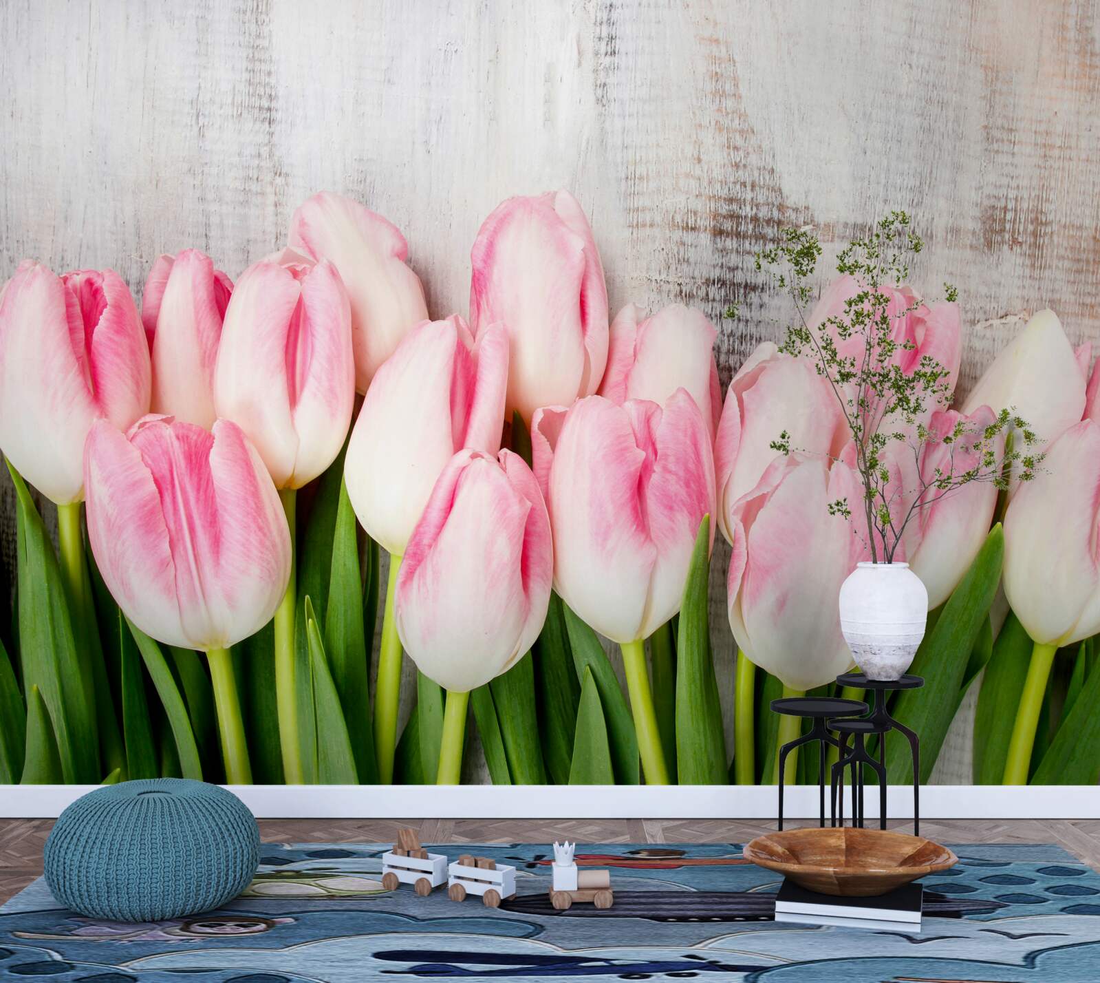 Fototapeta świeże tulipany w delikatnym różowym odcieniu