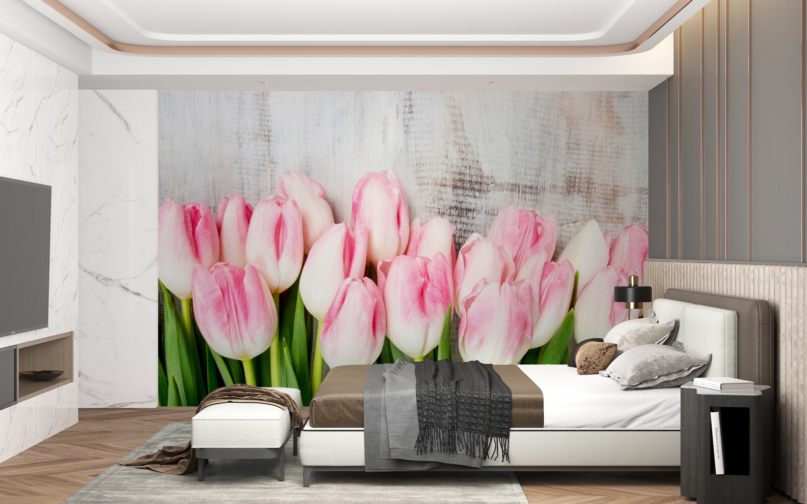 Fototapeta świeże tulipany w delikatnym różowym odcieniu