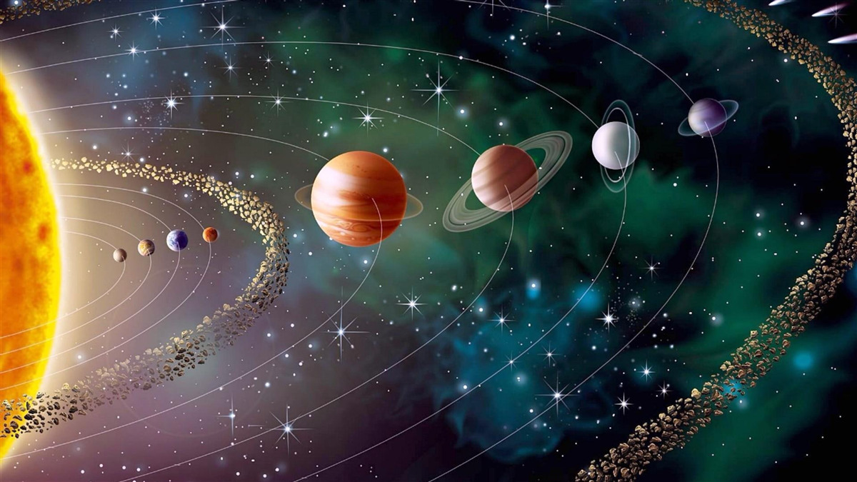 Fototapeta kosmiczna procesja planet przed gwiazdą