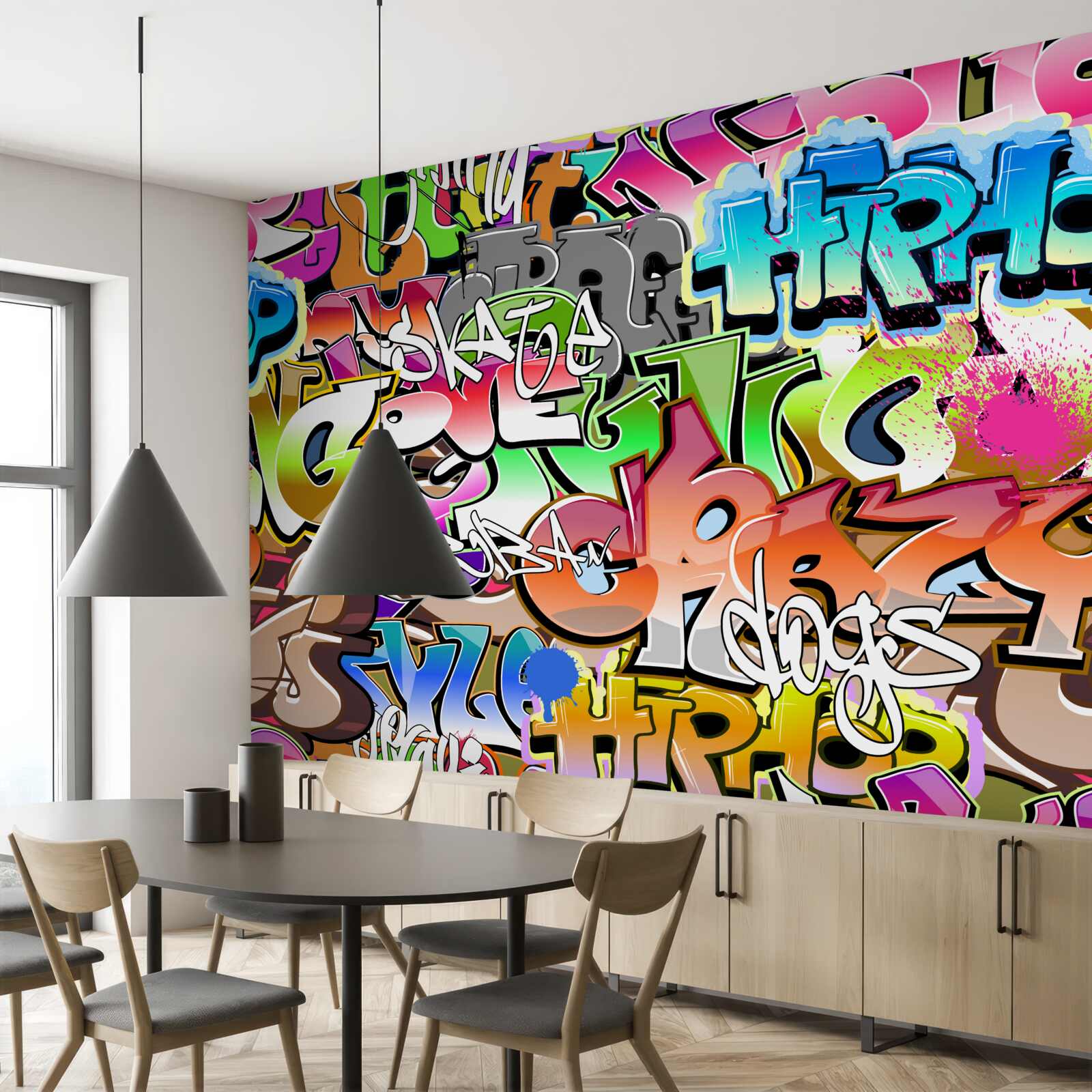 Fototapeta przyciągające wzrok graffiti z jasnymi napisami