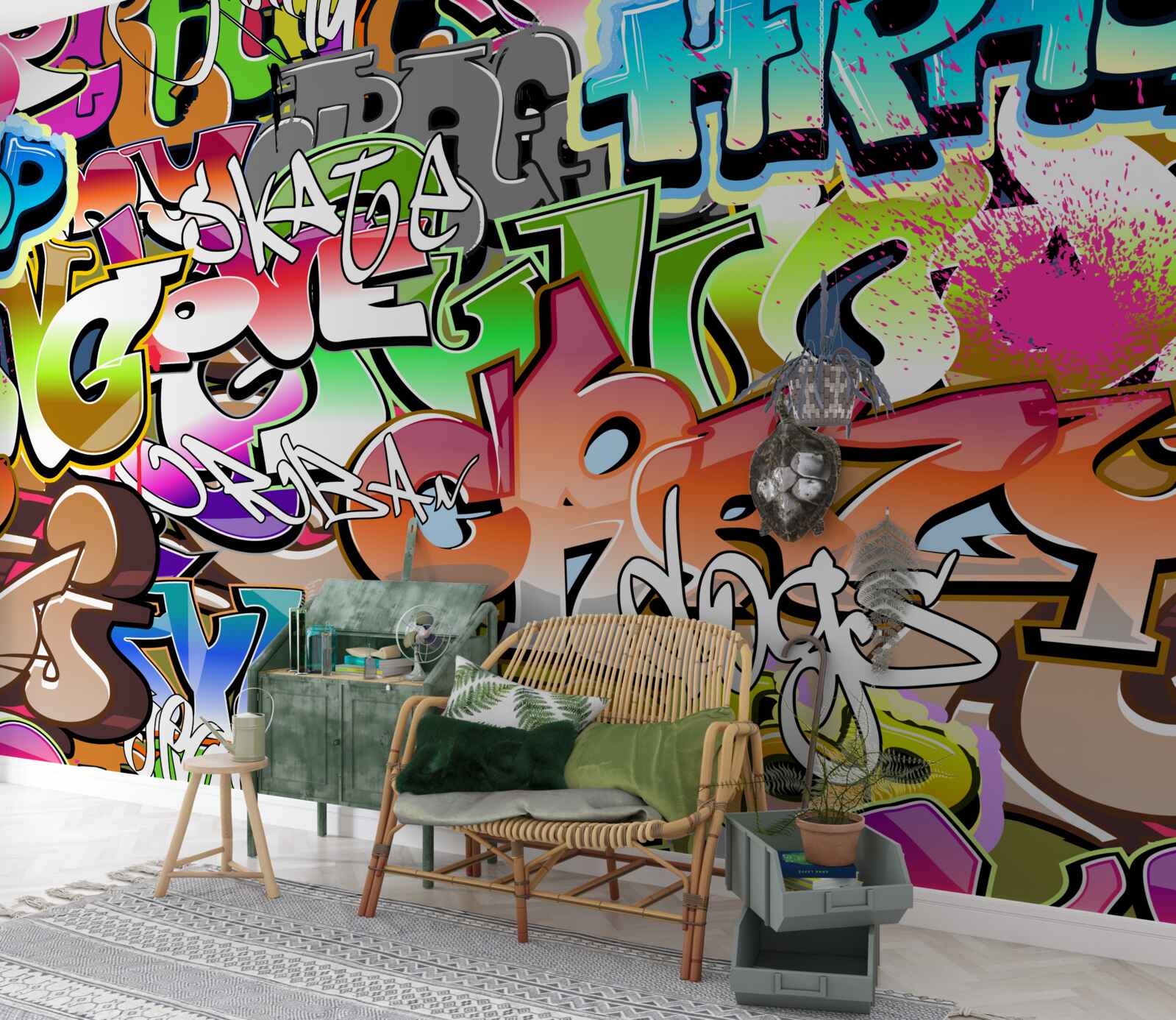 Fototapeta przyciągające wzrok graffiti z jasnymi napisami