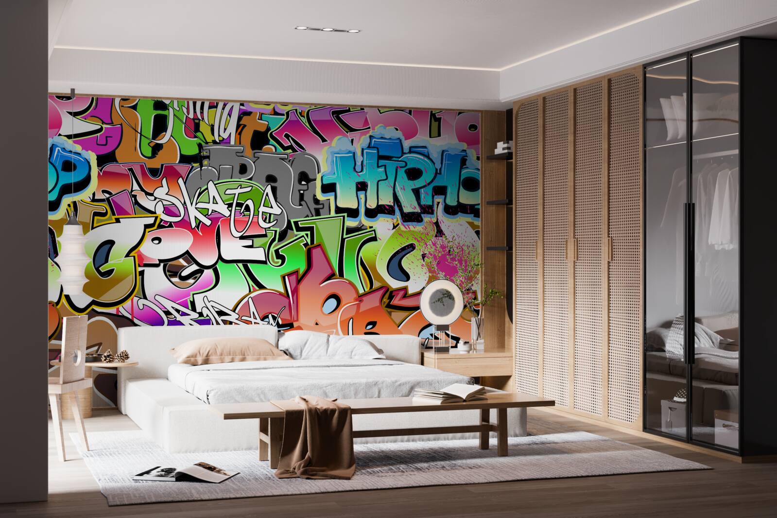 Fototapeta przyciągające wzrok graffiti z jasnymi napisami