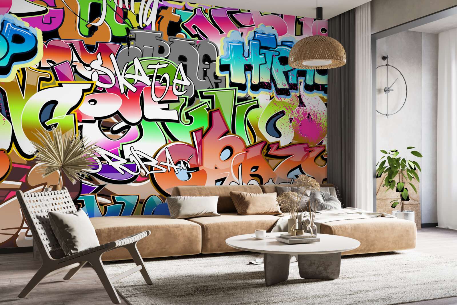 Fototapeta przyciągające wzrok graffiti z jasnymi napisami