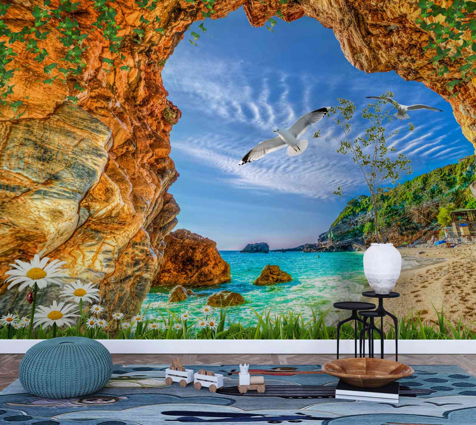 Fototapeta spojrzenie na ocean i lot kawek