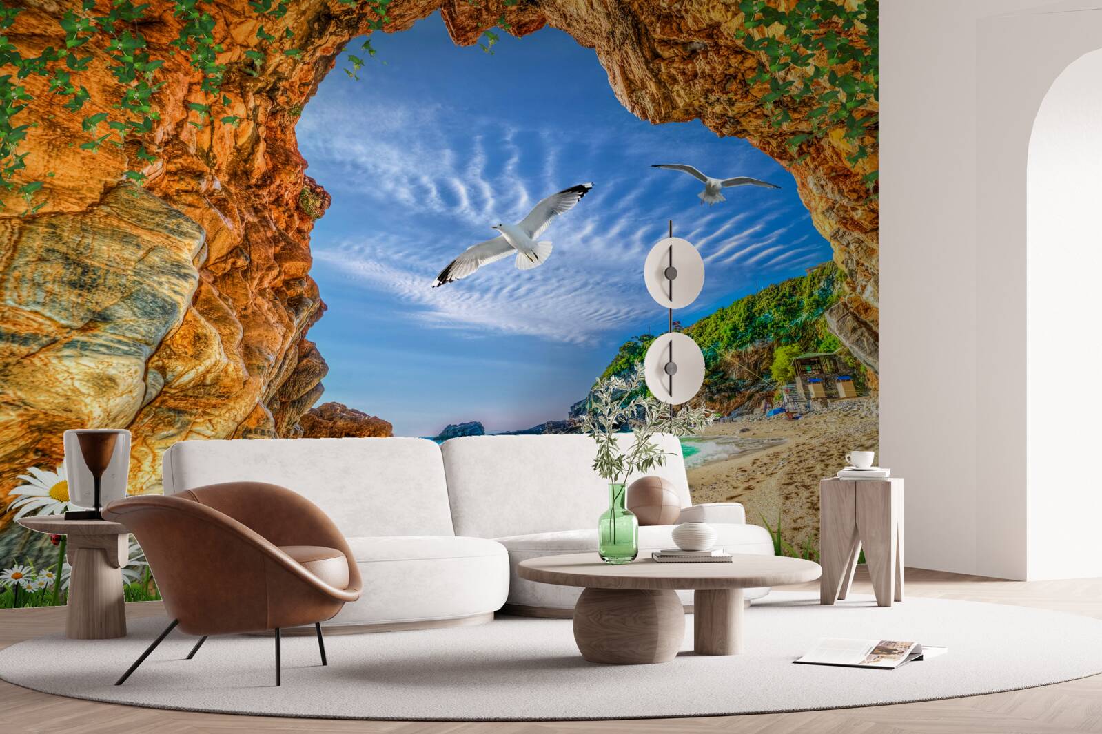 Fototapeta spojrzenie na ocean i lot kawek
