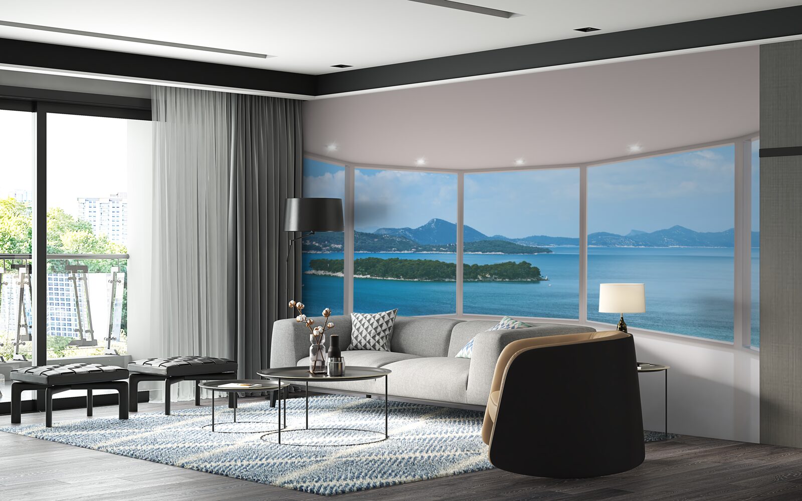 Fototapeta niesamowite panoramiczne widoki na ocean prosto z okien