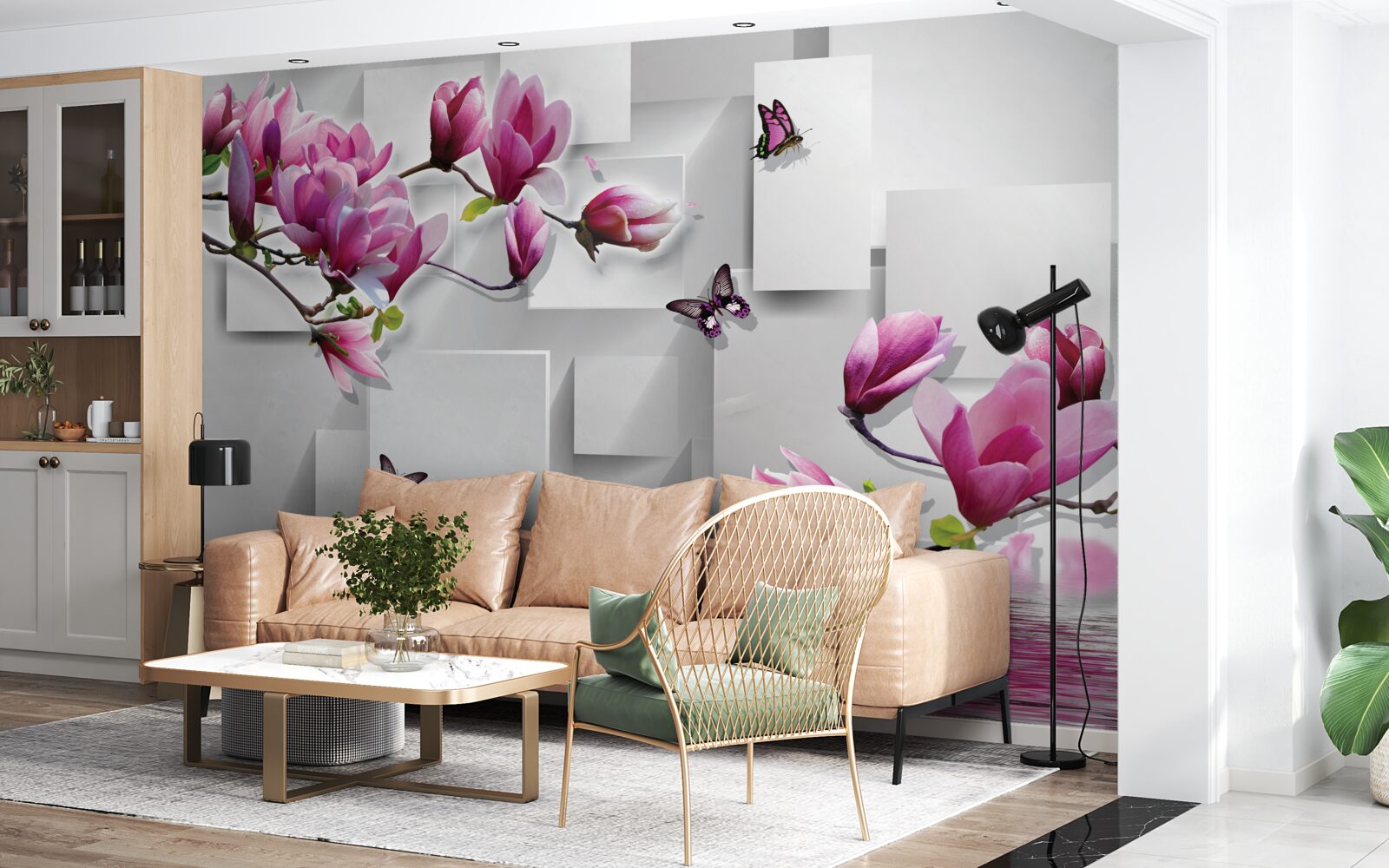 Fototapeta nad wodą szumią fioletowe magnolie