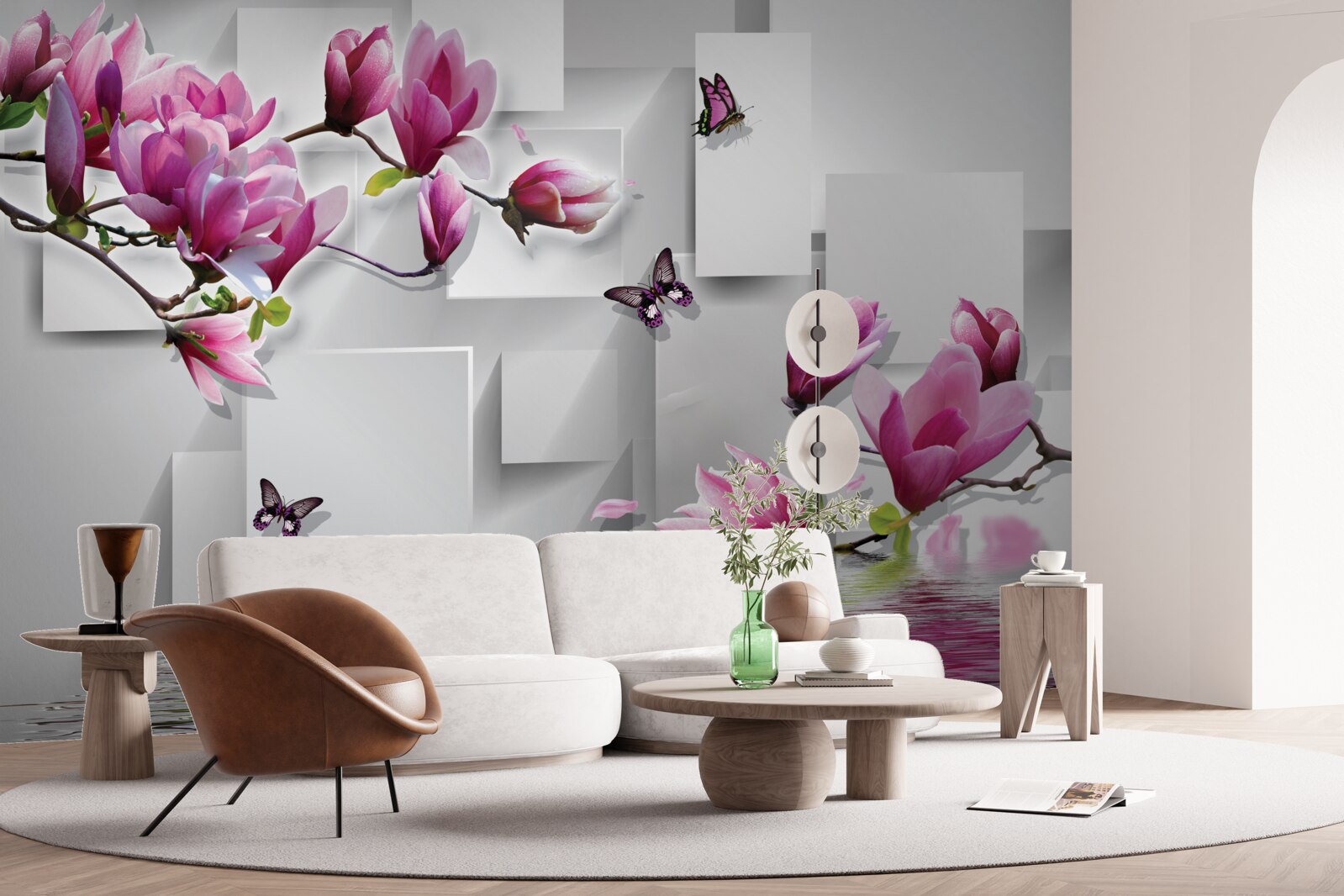 Fototapeta nad wodą szumią fioletowe magnolie