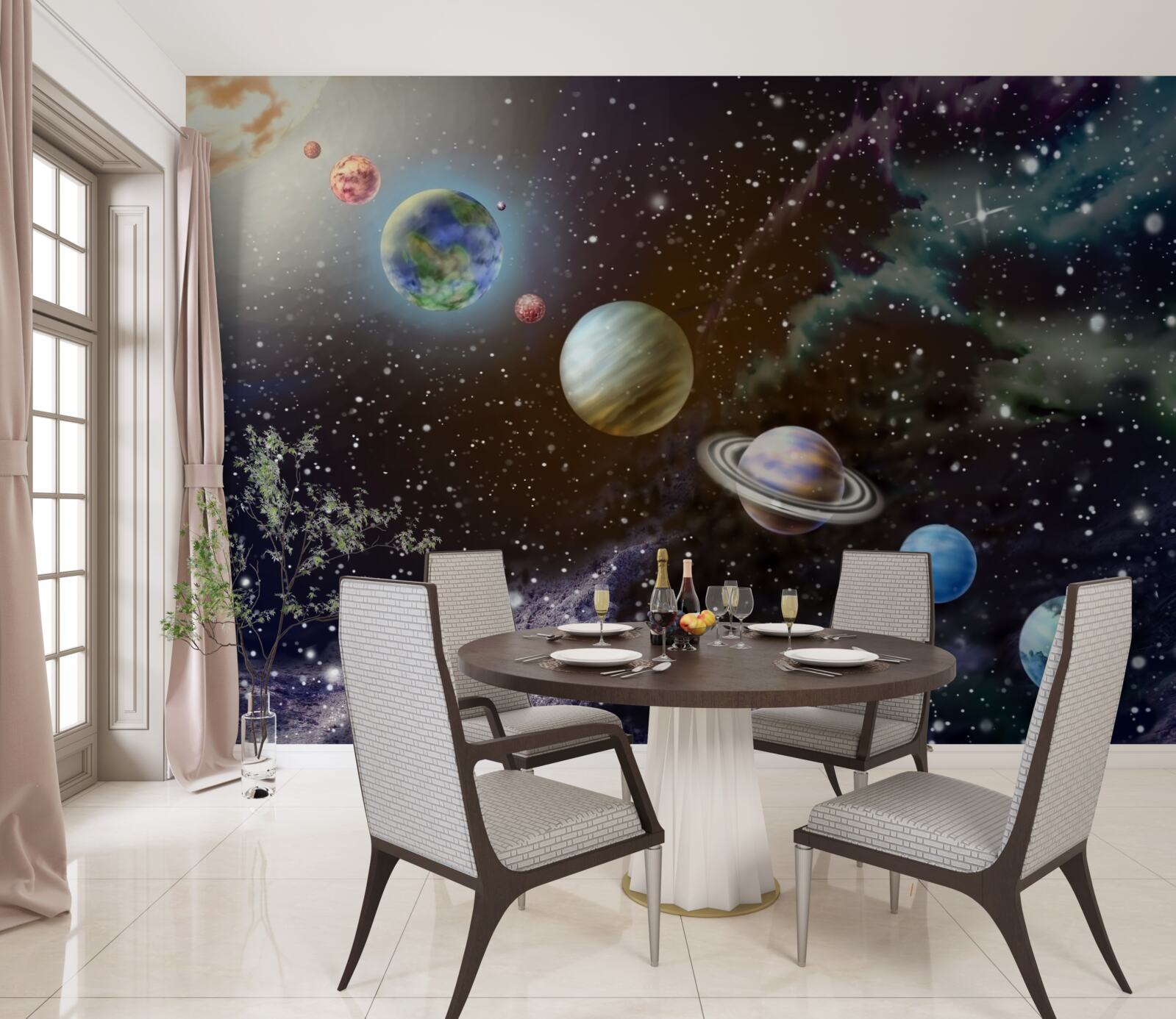 Fototapeta planety w kosmosie są ustawione w kolejce