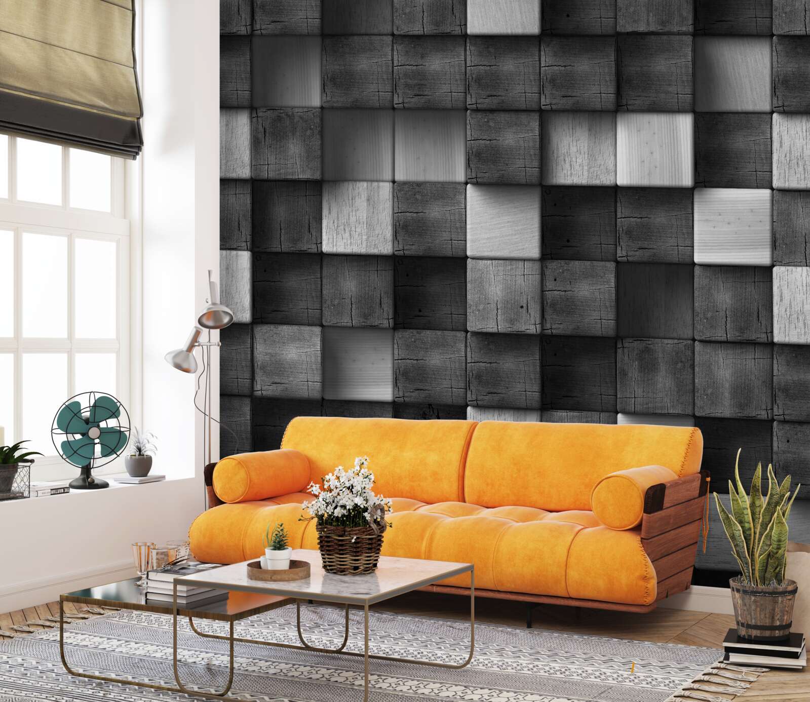Fototapeta czarno-białe kostki 3d