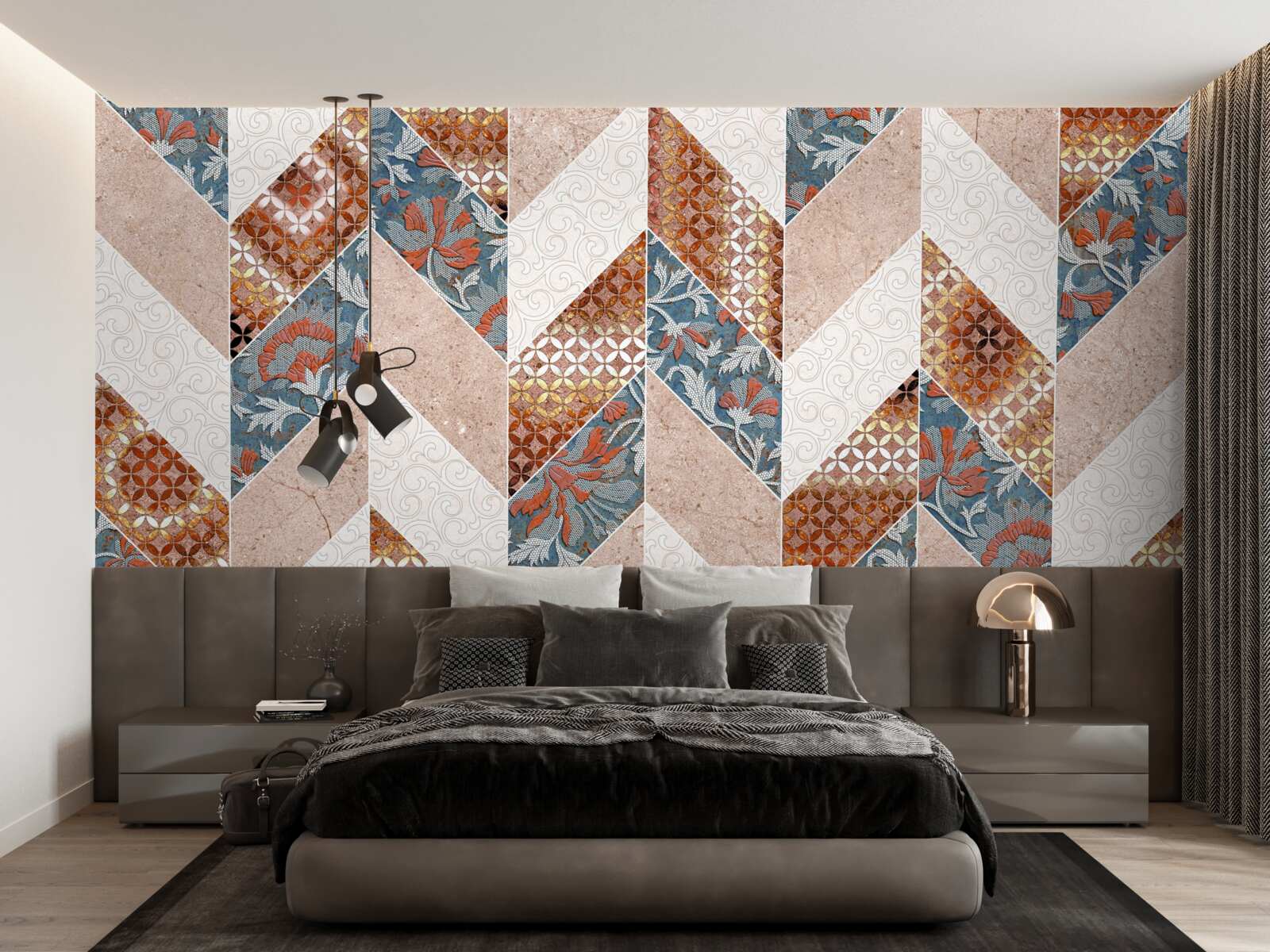 Fototapeta rozjaśnione geometryczne kształty w lustrzanym odbiciu
