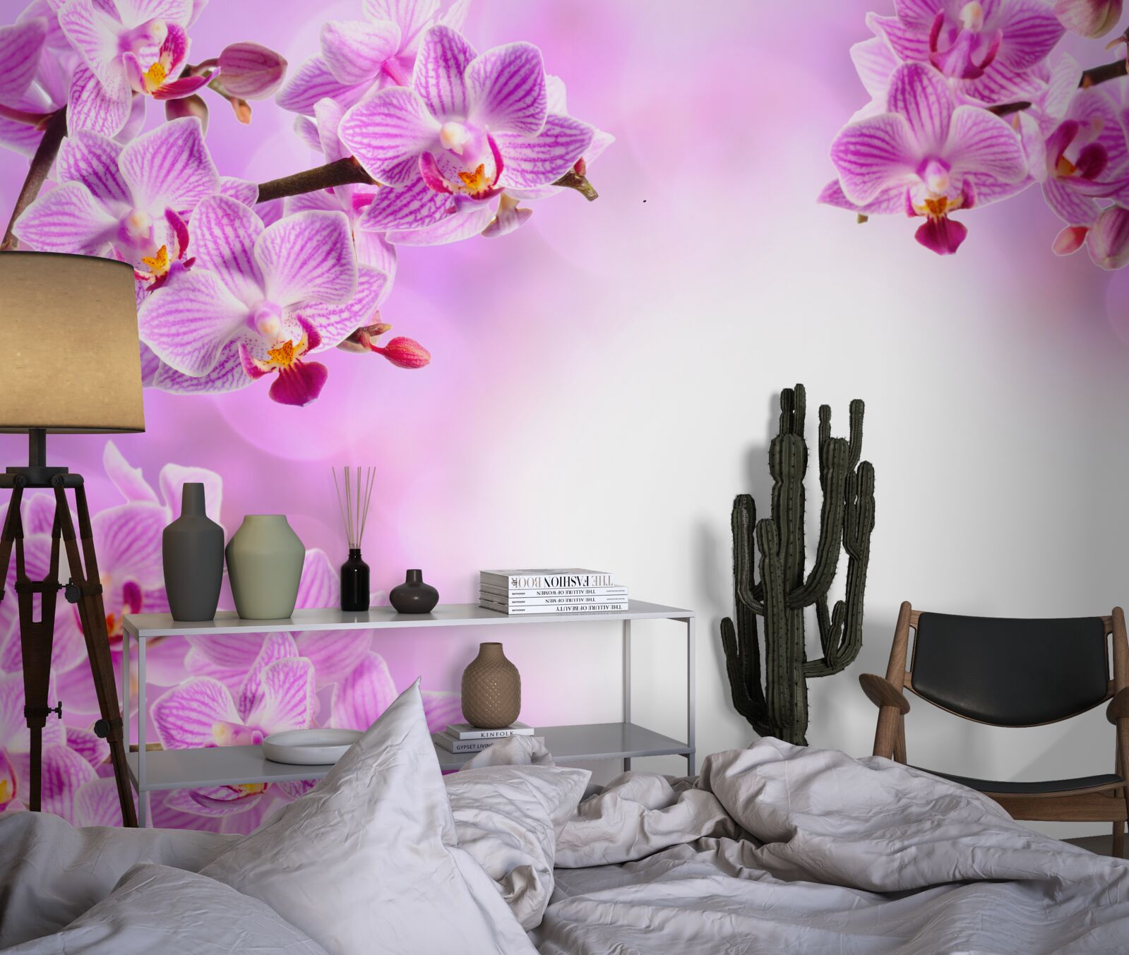 Fototapeta liliowe gałęzie orchidei pokryte kwiatami