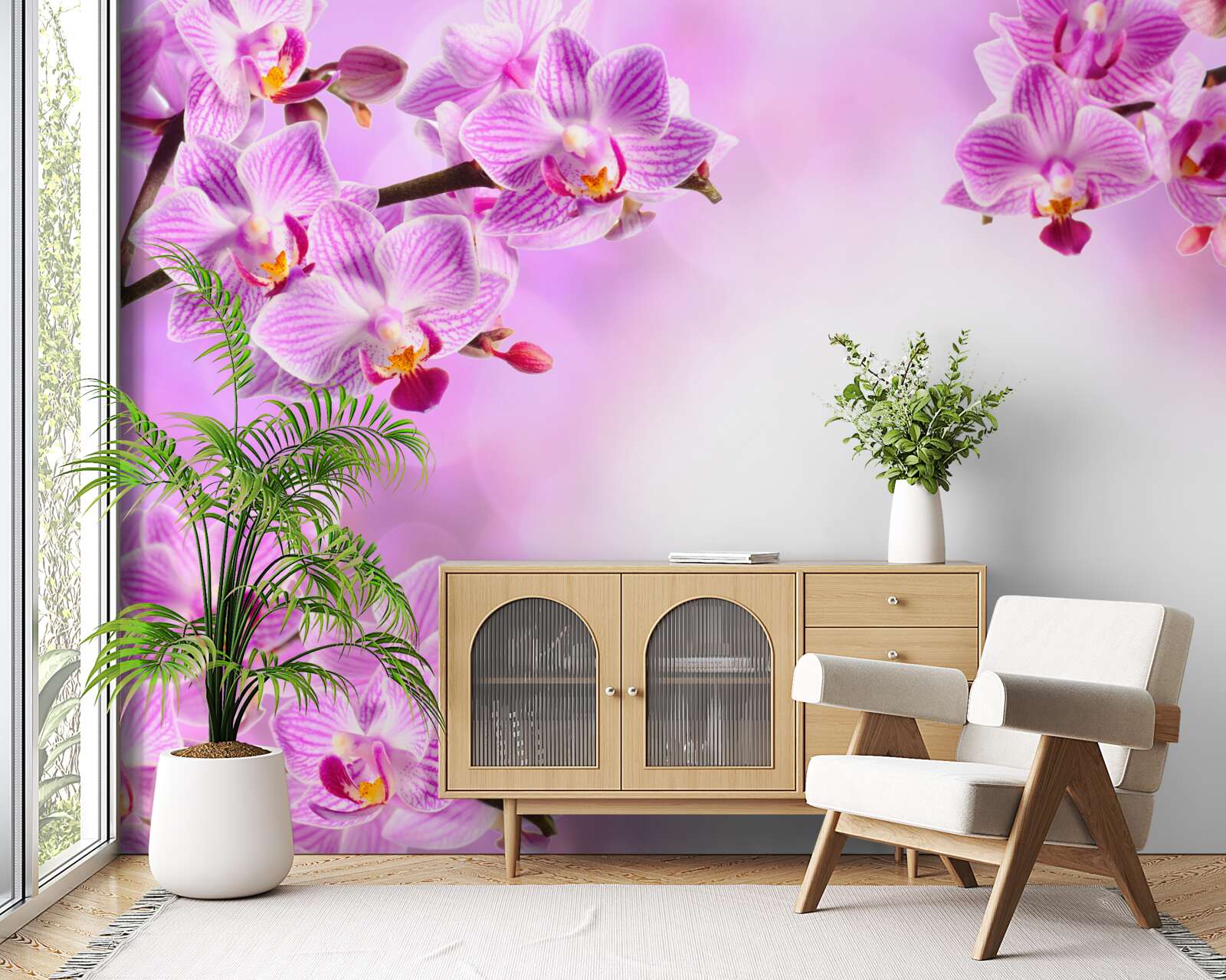 Fototapeta liliowe gałęzie orchidei pokryte kwiatami