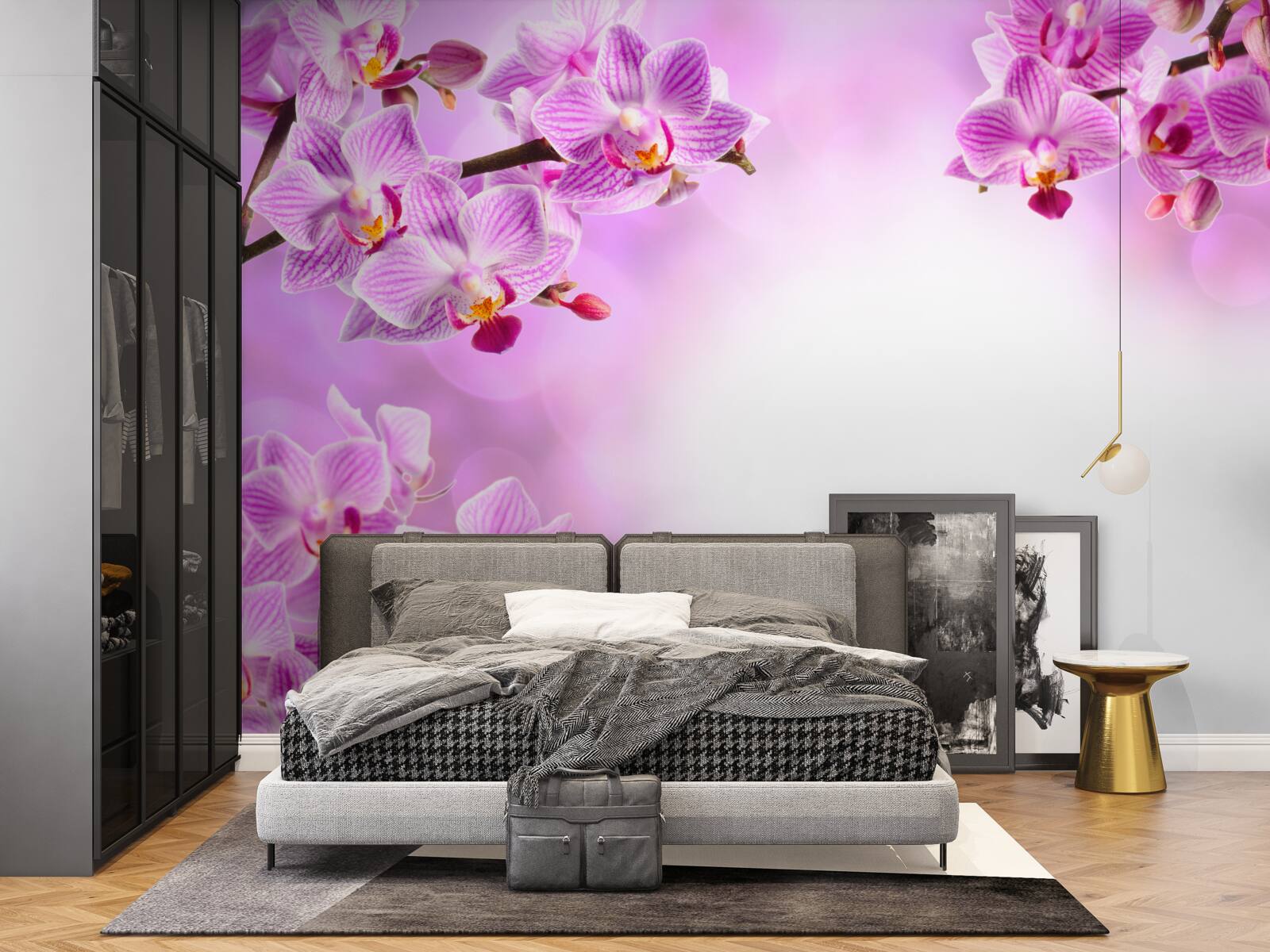 Fototapeta liliowe gałęzie orchidei pokryte kwiatami