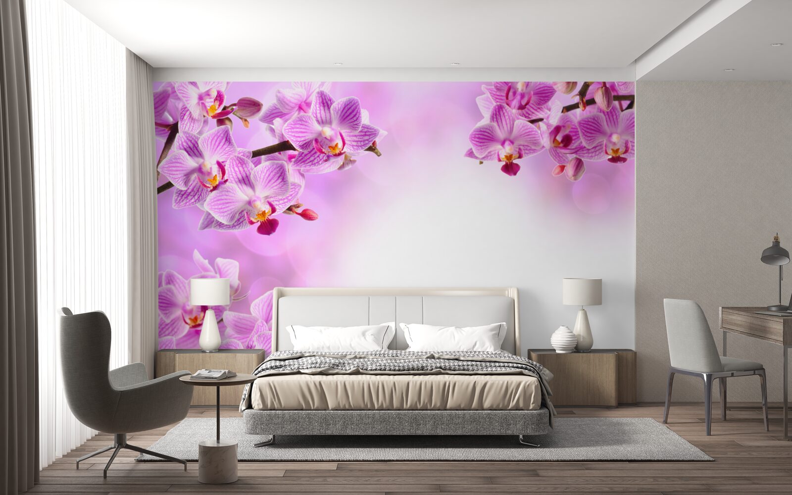 Fototapeta liliowe gałęzie orchidei pokryte kwiatami