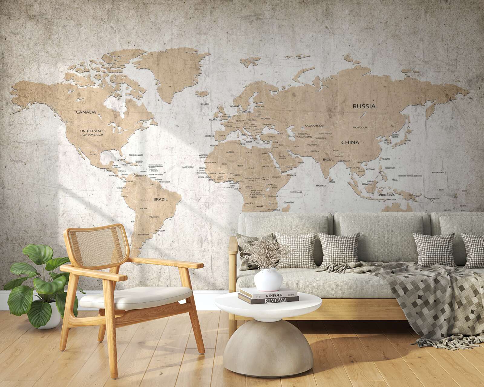 Fototapeta umiarkowany geograficzny obraz świata na ścianie