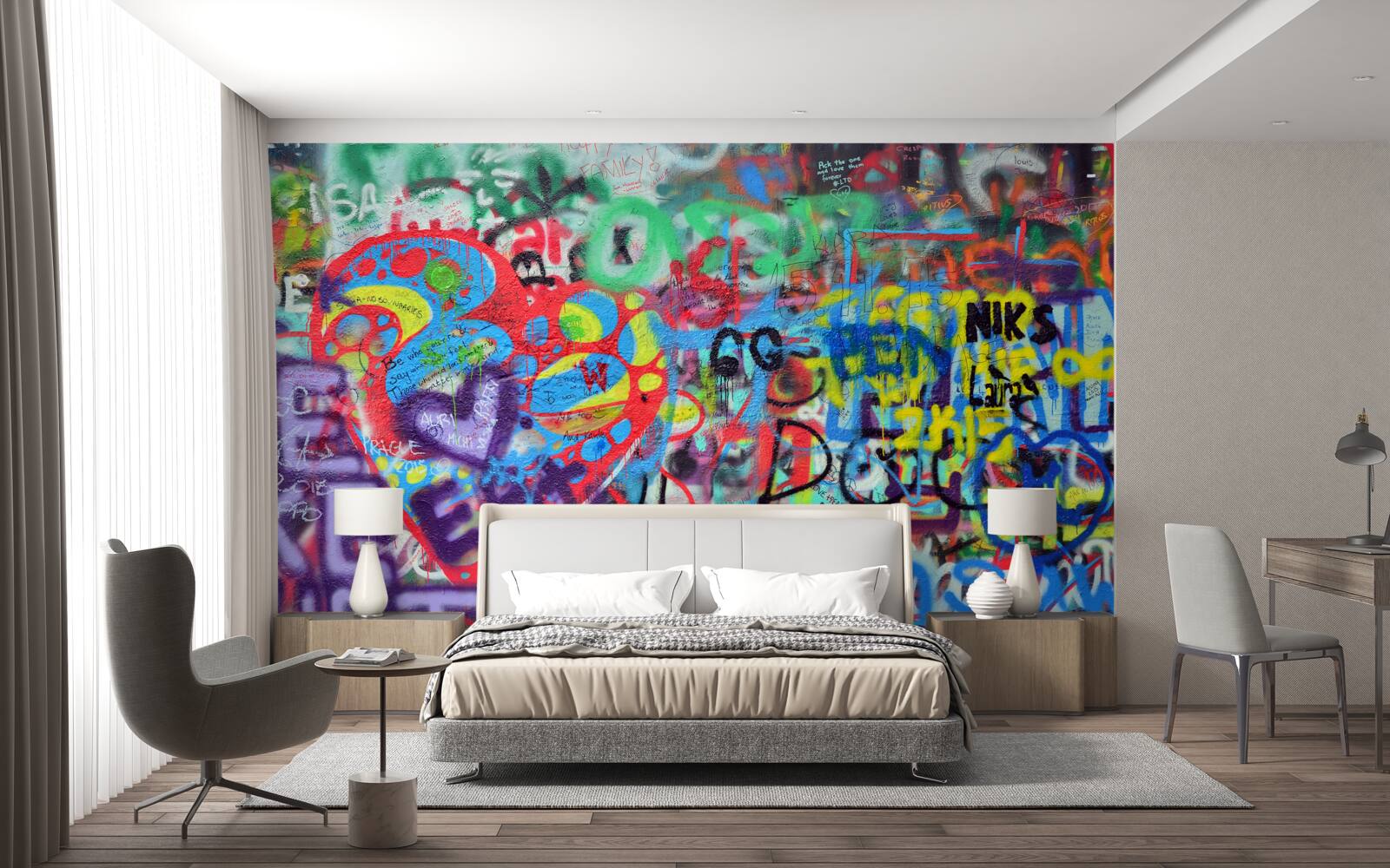 Fototapeta graffiti przedstawione na ścianie