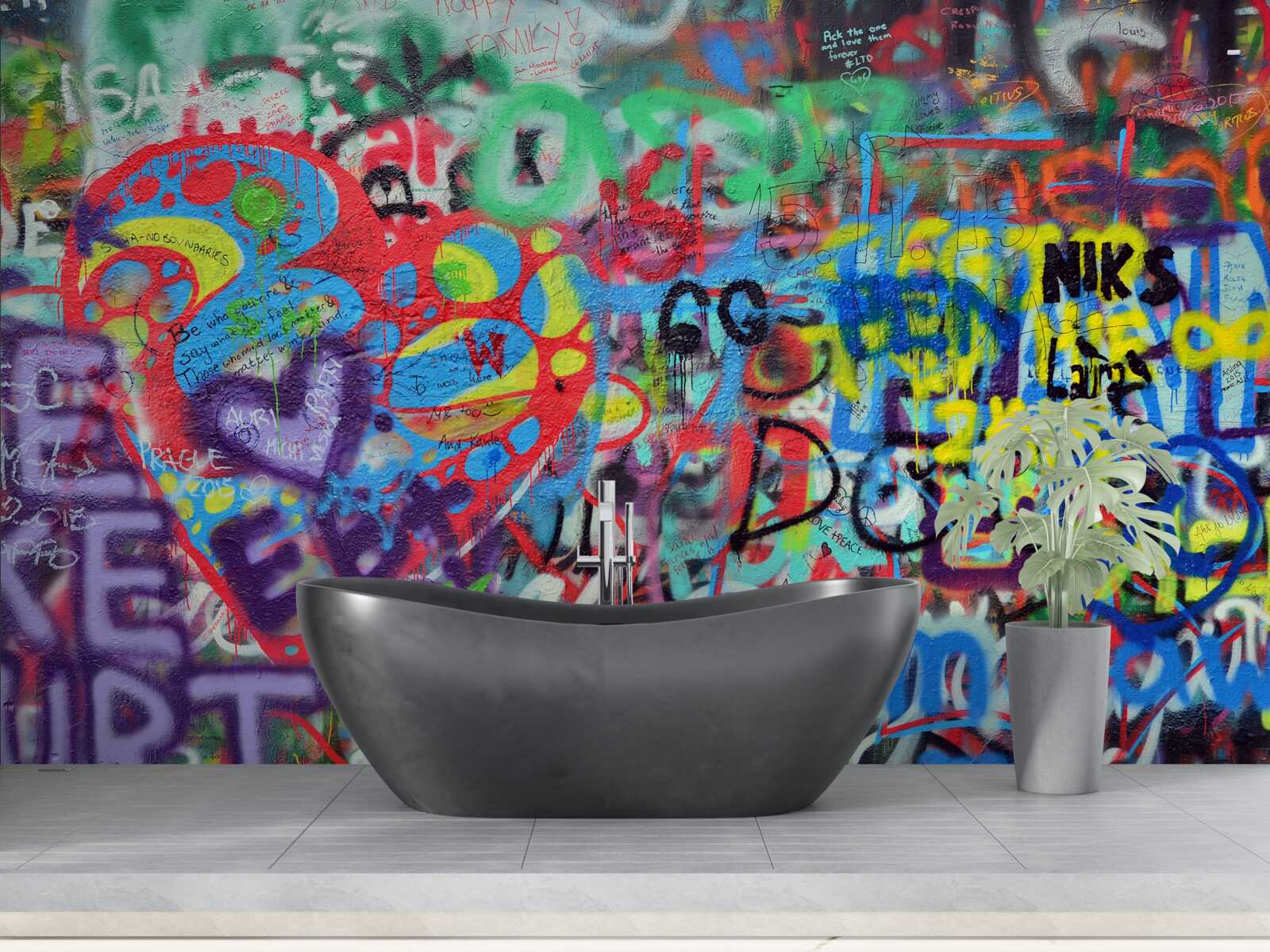 Fototapeta graffiti przedstawione na ścianie