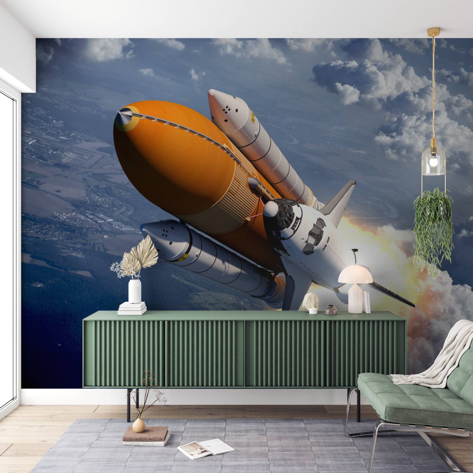 Fototapeta rakieta leci wśród chmur