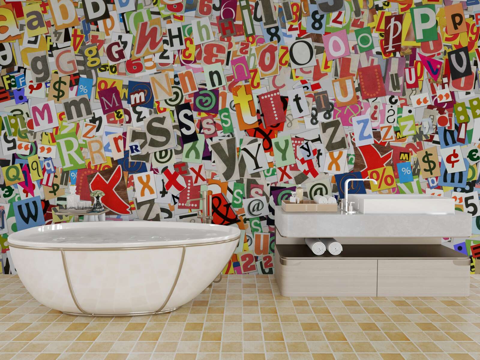 Fototapeta graffiti zawiera sporo liter i cyfr