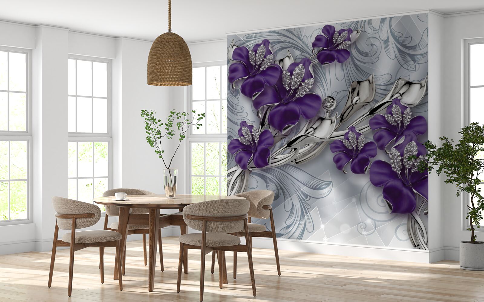 Fototapeta magnolia ma kolor fioletowy wśród kamieni i złota